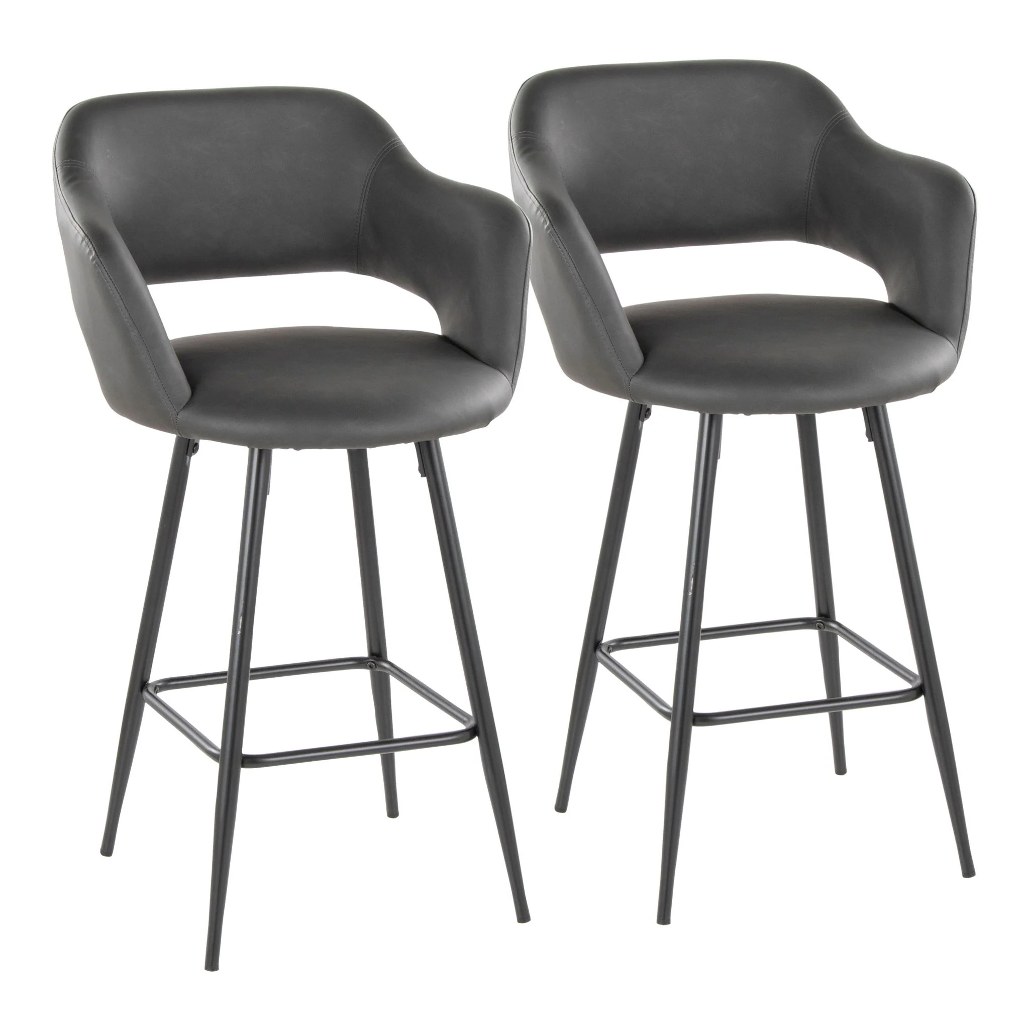 Margarite - Contemporary Fixed Height Counter Stool With Square Footrest (Set of 2) - Image 4