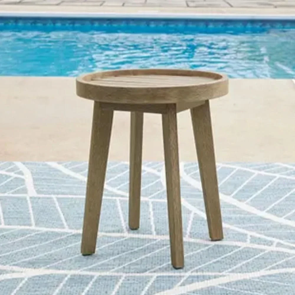 Marina Sun Casual 3PC Outdoor Chair and End Table Set with Resin Wicker & Eucalyptus Wood - Image 4