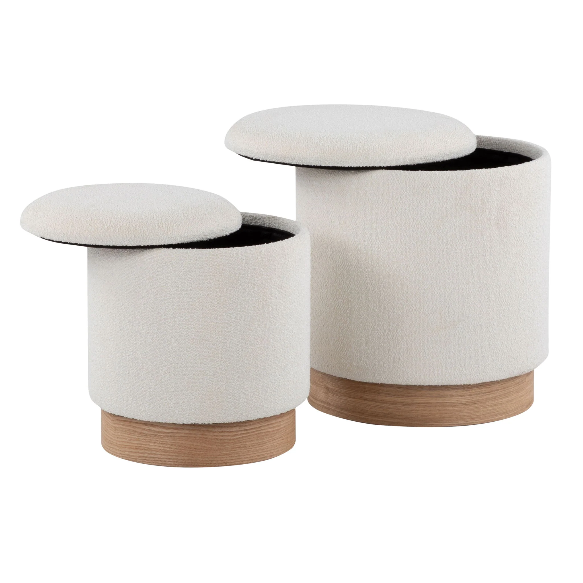 Marla - Contemporary, Nesting Ottoman Set - Natural / Cream - Image 4