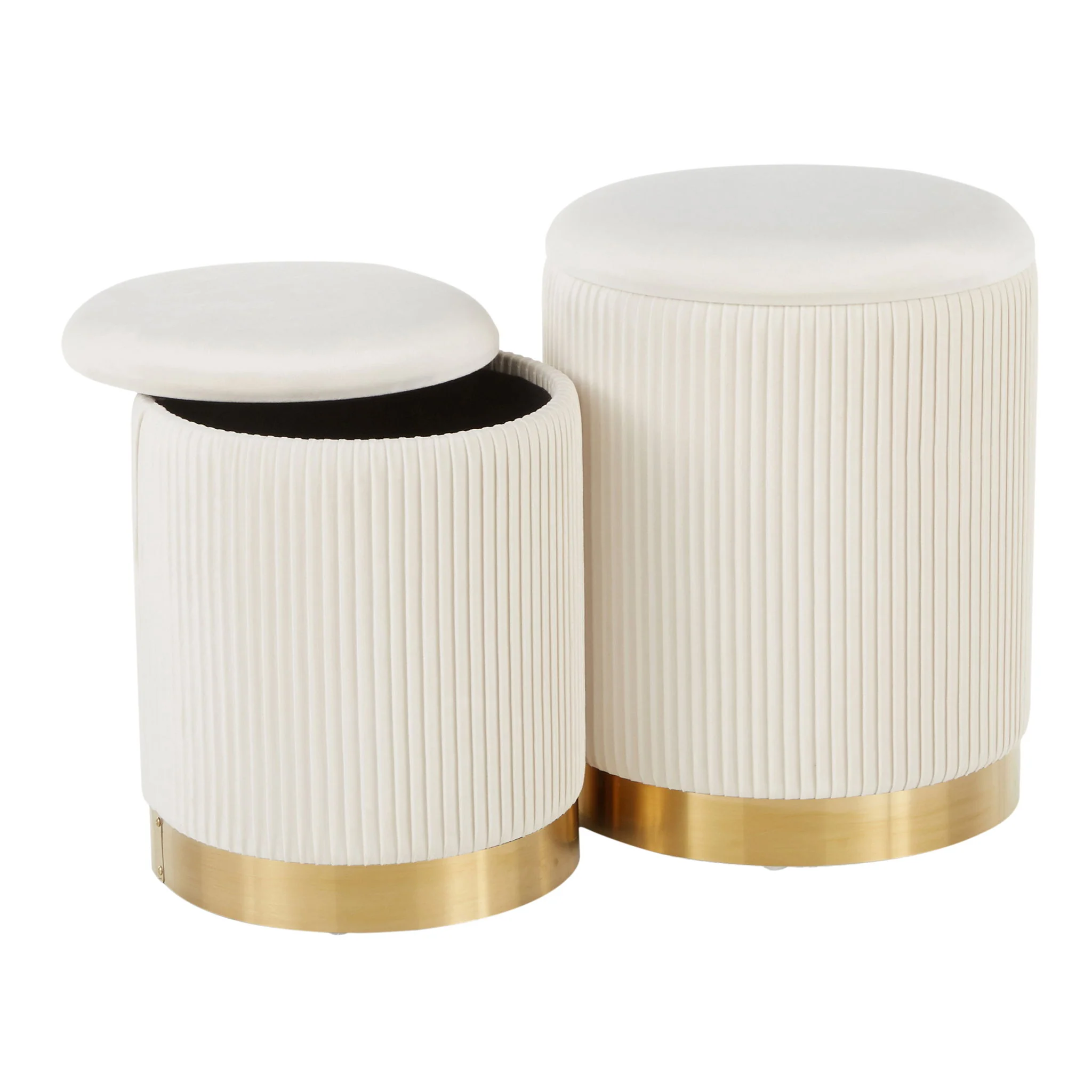 Marla - Contemporary Nesting Pleated Ottoman Set - Image 6