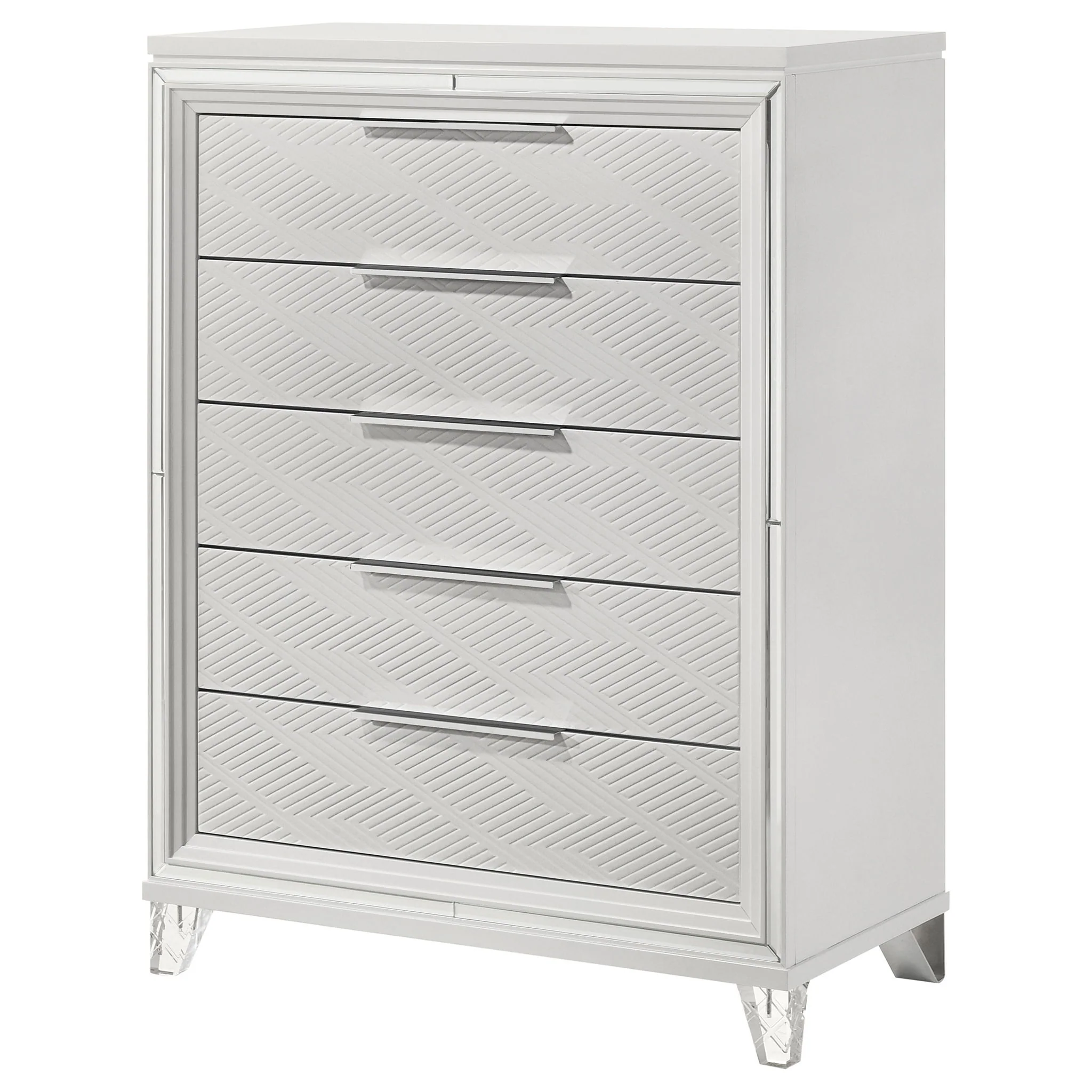 Marmore 5-drawer Bedroom Chest of Drawers White - Image 4