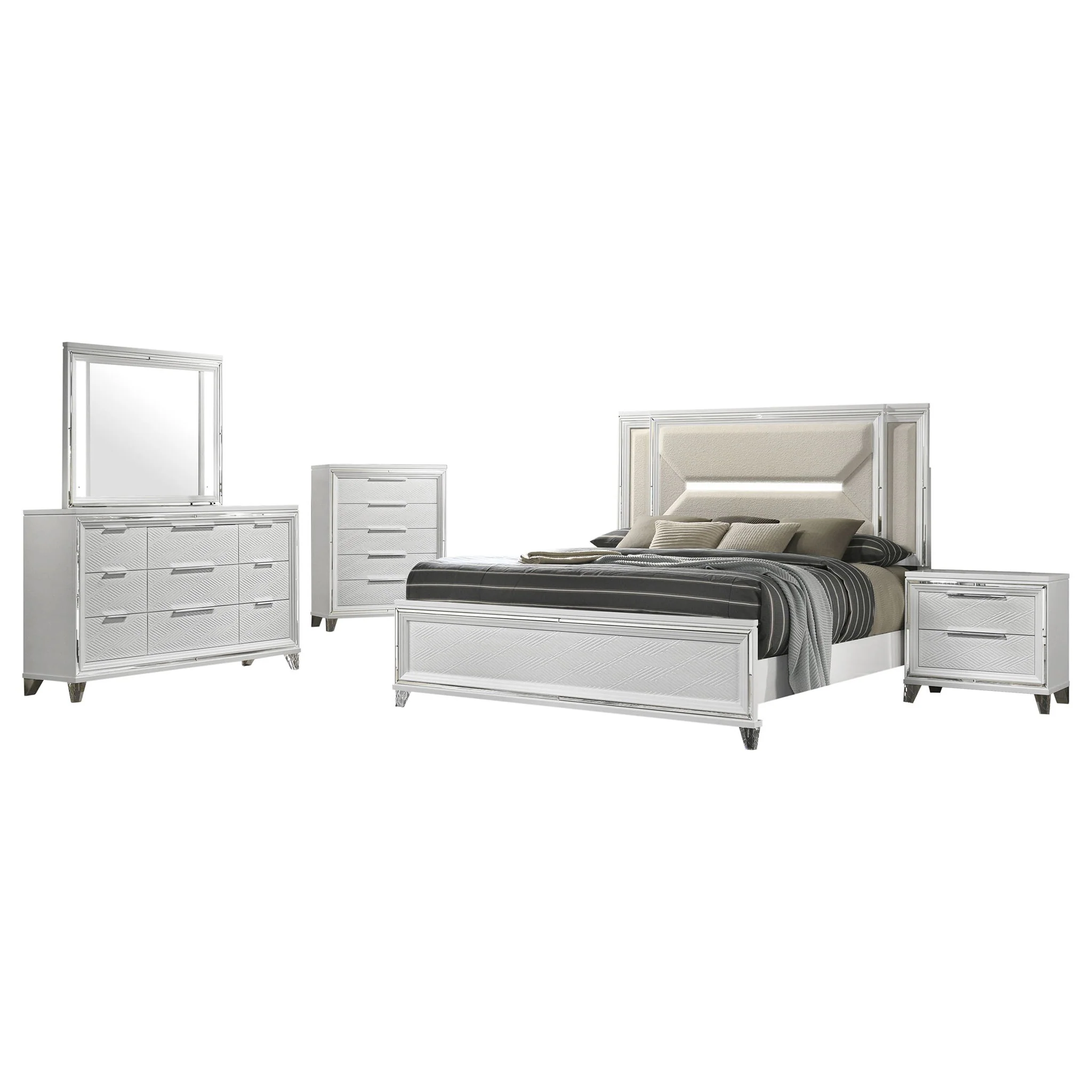 Marmore 5-piece Eastern King Bedroom Set White - Image 2