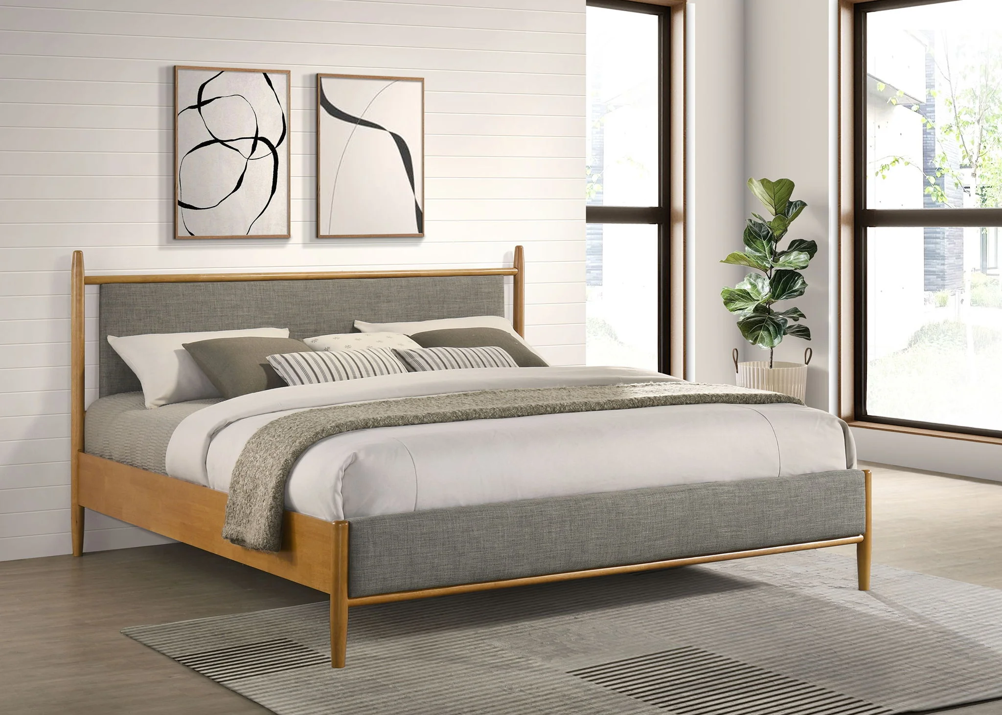 Mason 46-inch Eastern King Panel Platform Bed Light Brown - Image 3
