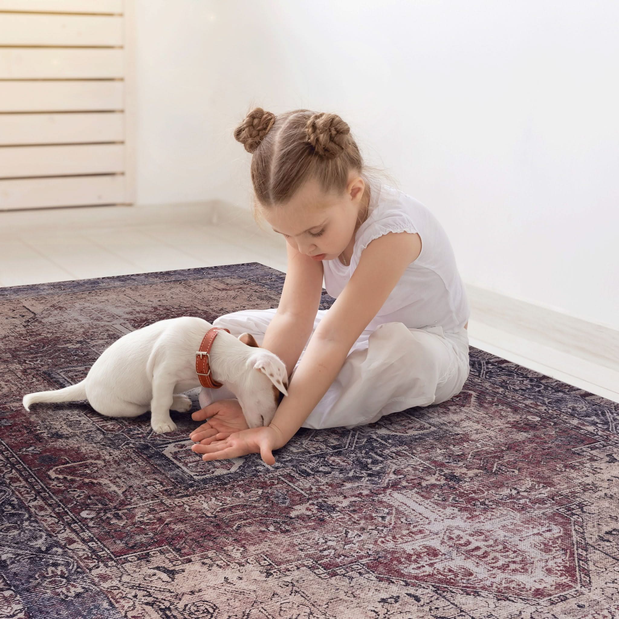 Maval - 3' X 5' Washable Area Rug - Burgundy - Image 3
