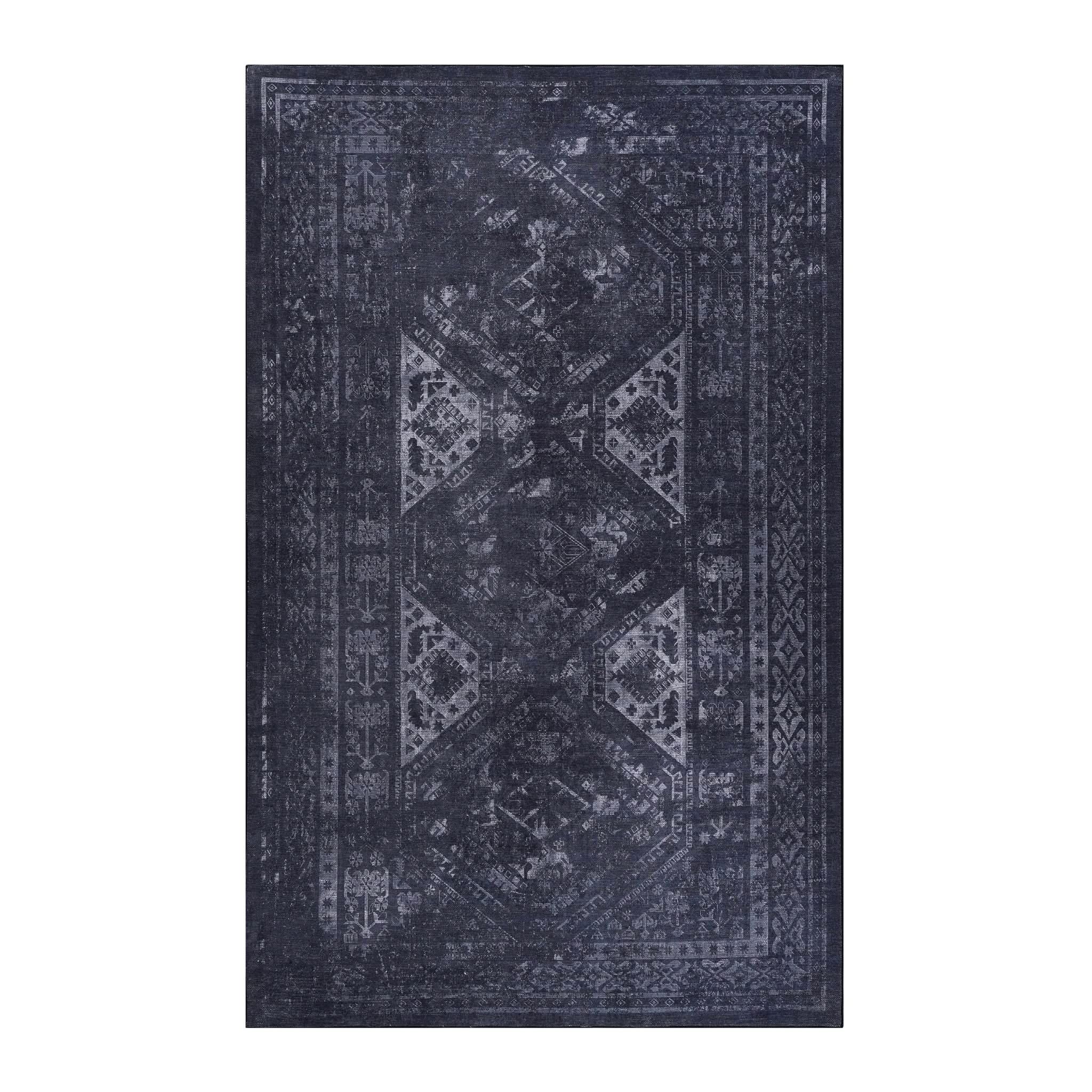 Maval - 5' X 8' Washable Area Rug - Black / Gray - Image 4