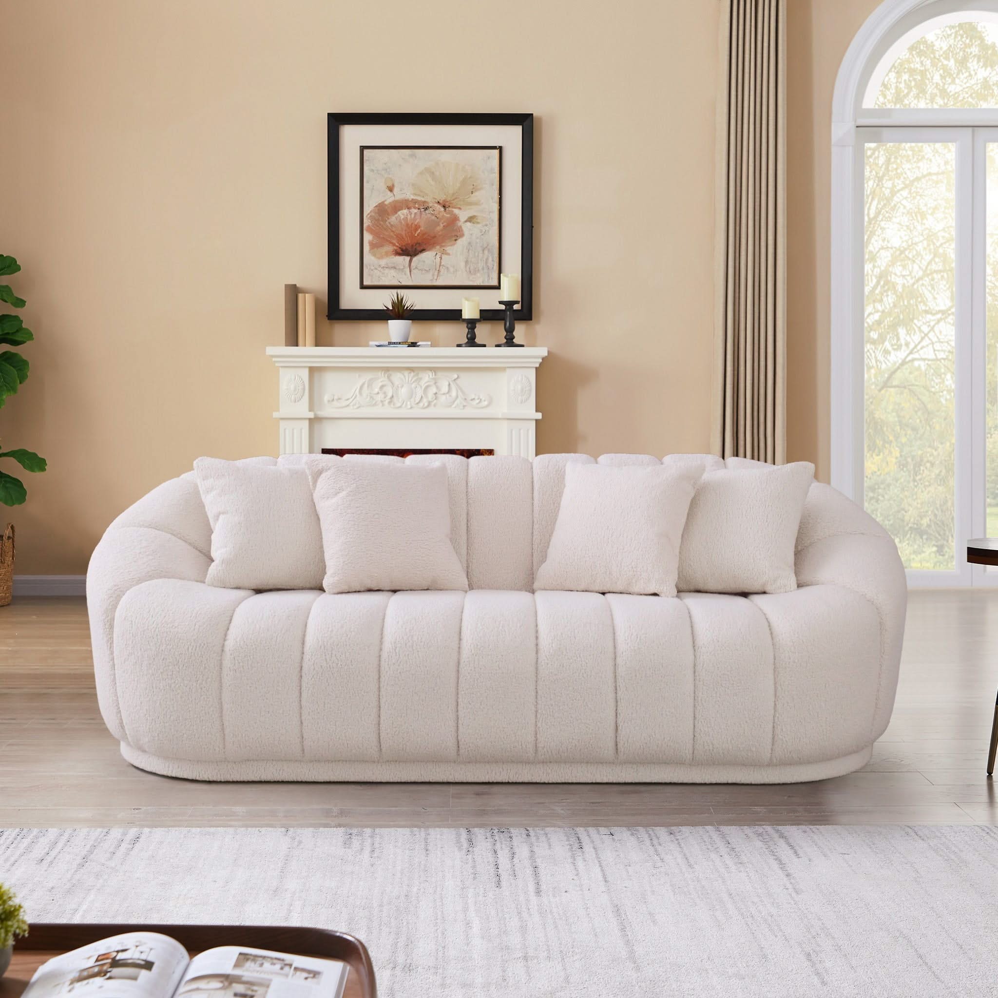 Maximilian - Modern Japandi Style Tight Back Boucle Couches