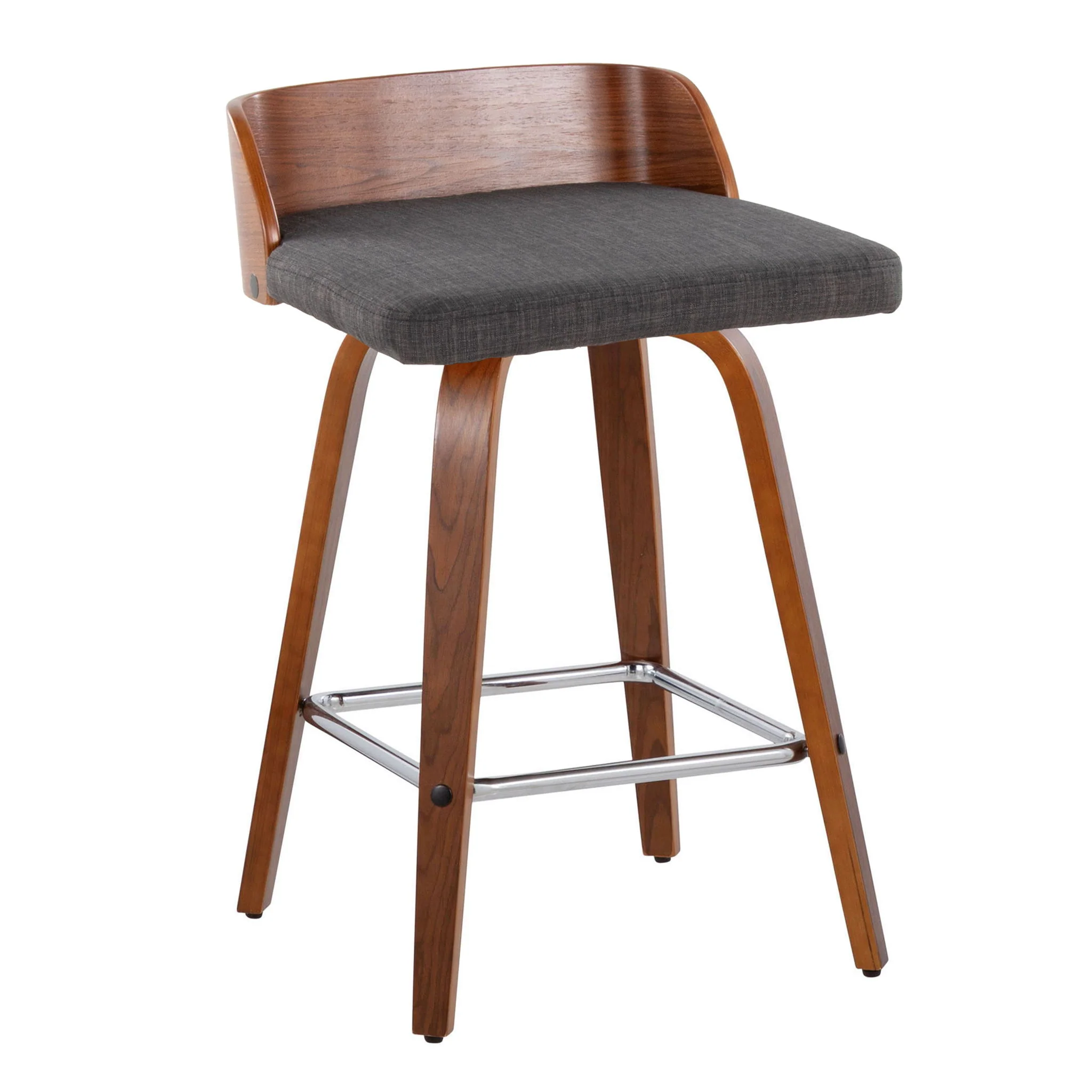 Maya - Mid Century Modern Fixed Height Counter Stool & Swivel With Square Footrest (Set of 2) - Image 3