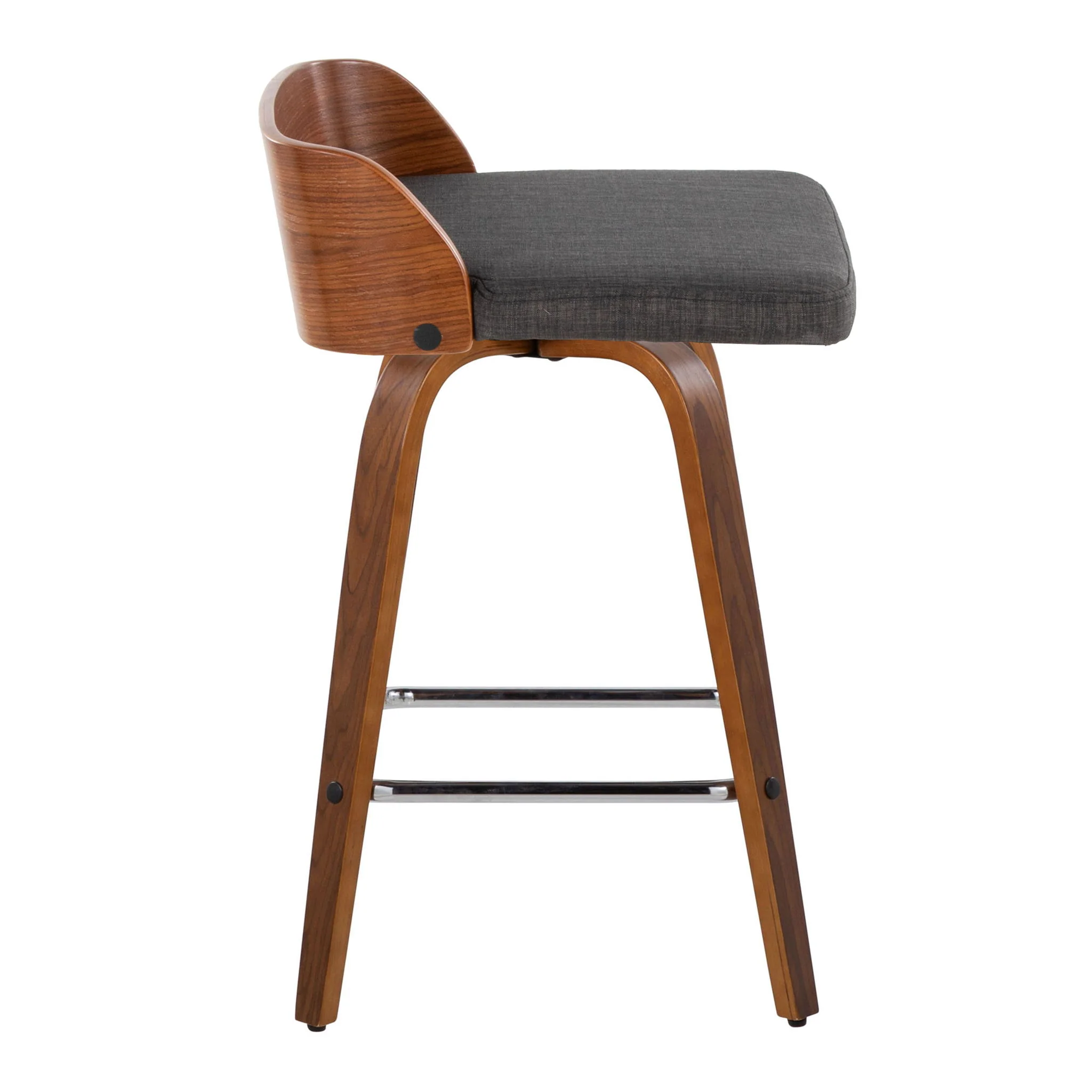 Maya - Mid Century Modern Fixed Height Counter Stool & Swivel With Square Footrest (Set of 2) - Image 4
