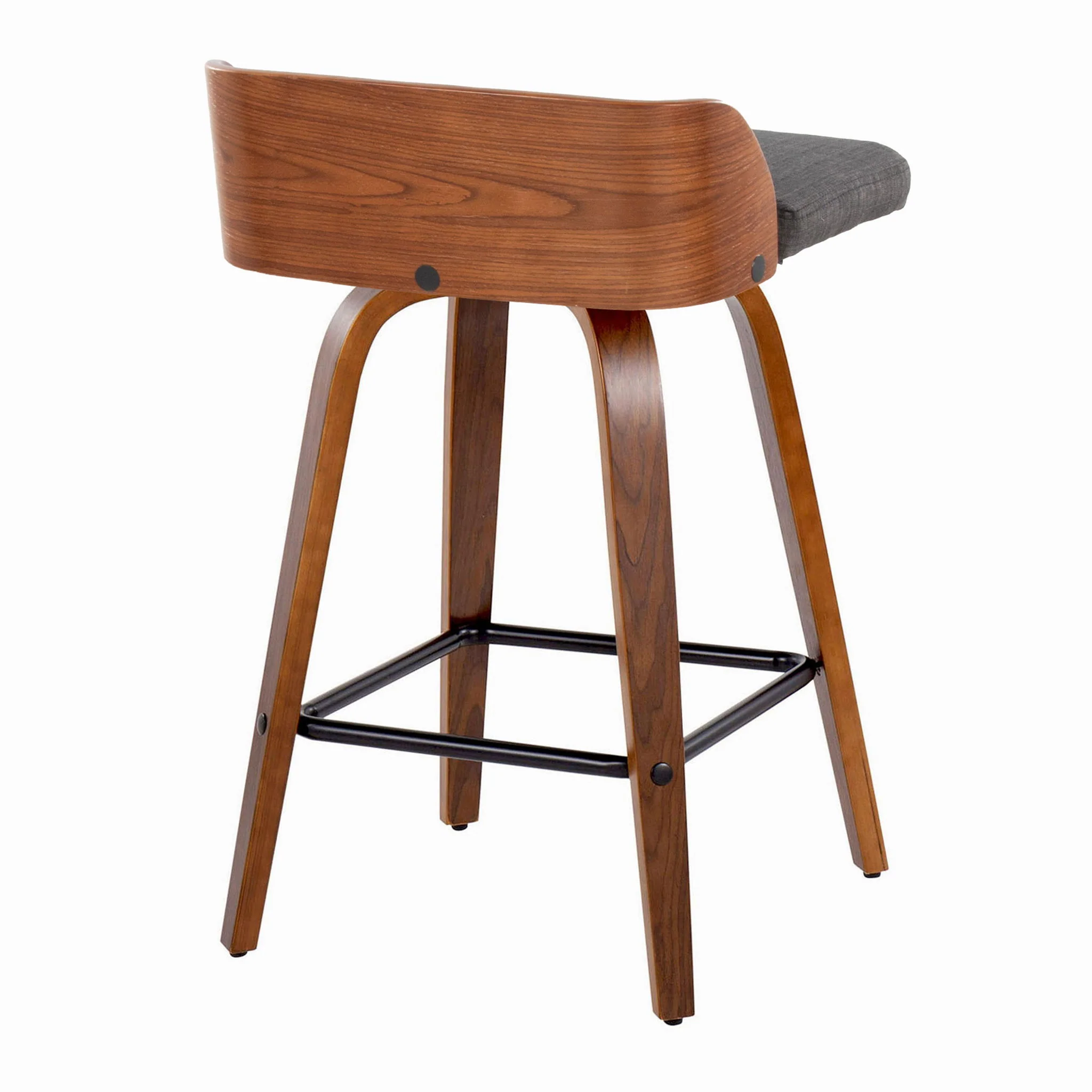 Maya - Mid Century Modern Fixed Height Counter Stool With Swivel And Square Footrest (Set of 2) - Image 2