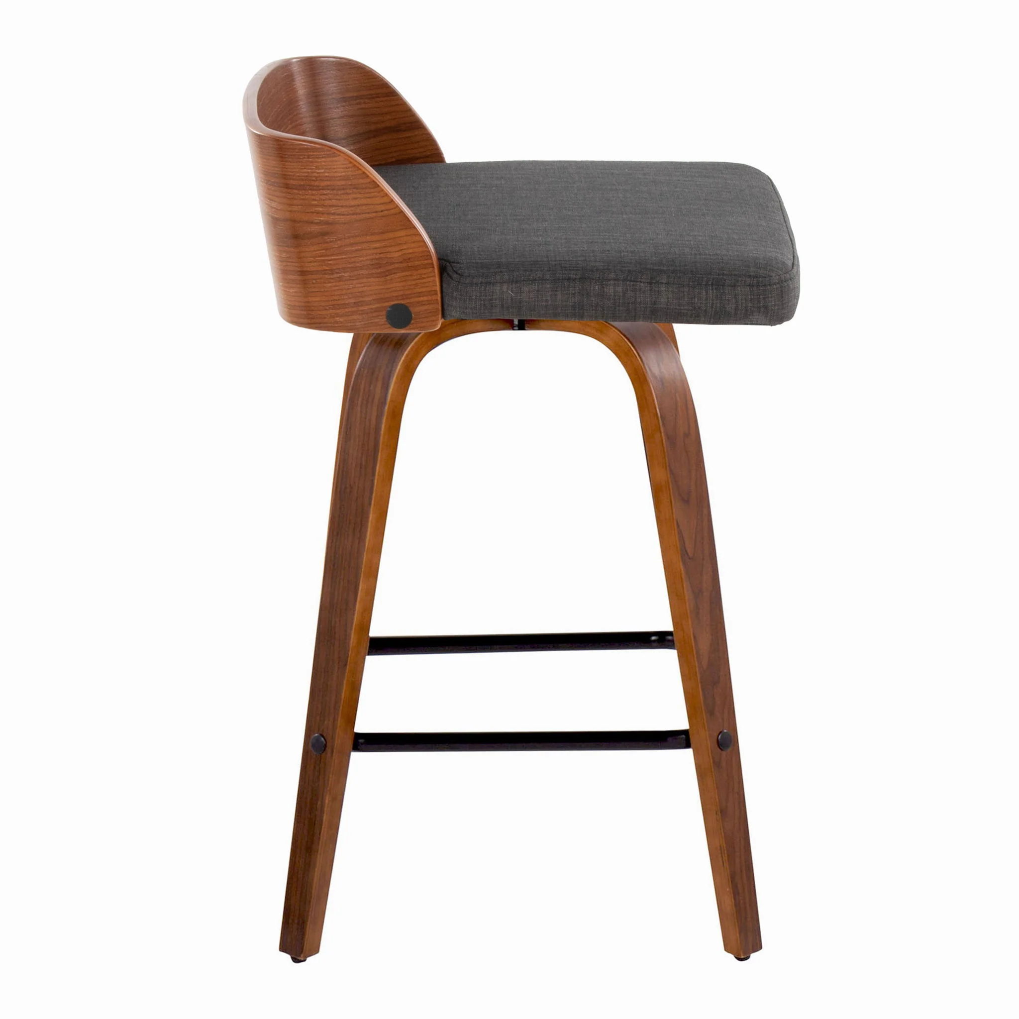 Maya - Mid Century Modern Fixed Height Counter Stool With Swivel And Square Footrest (Set of 2) - Image 3