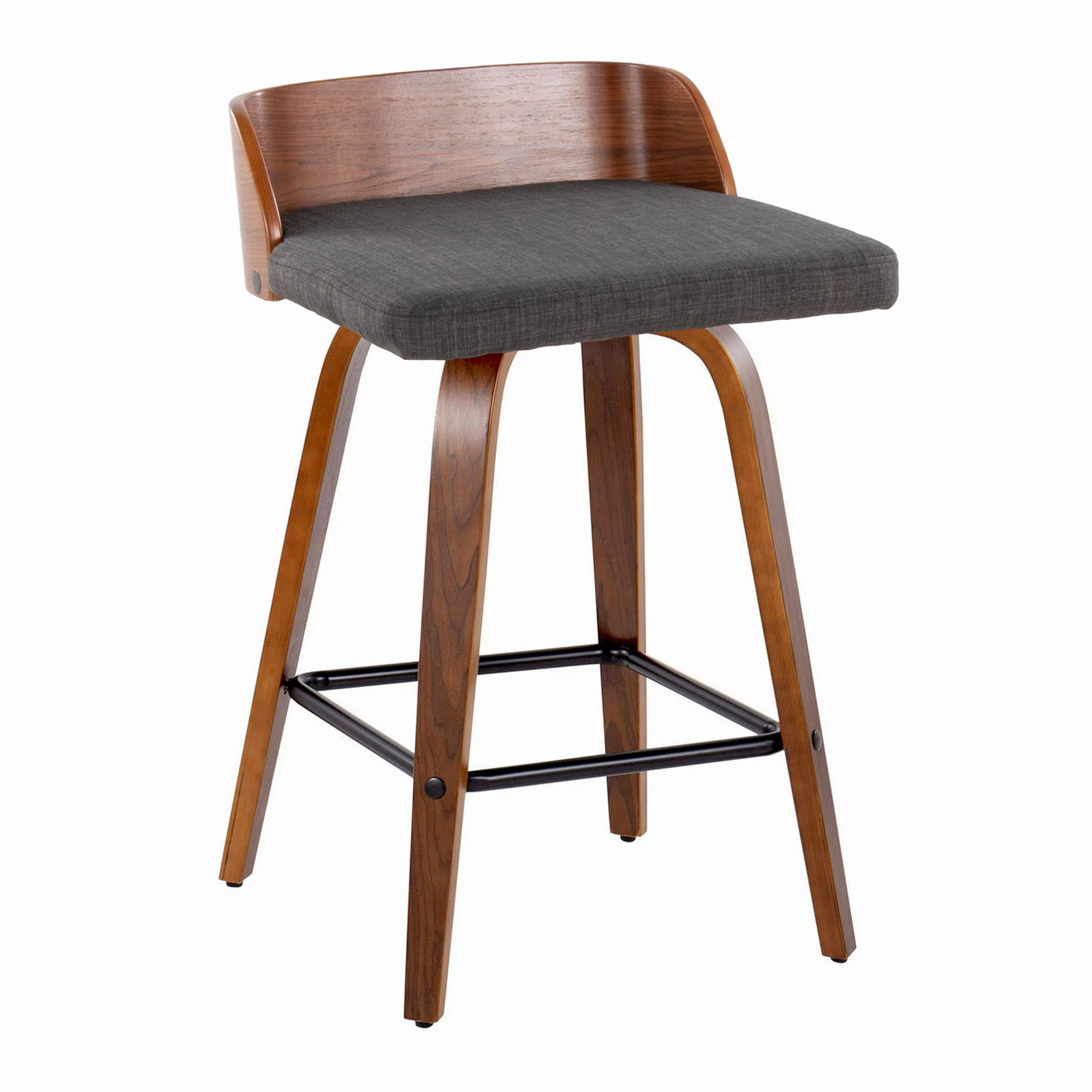 Maya - Mid Century Modern Fixed Height Counter Stool With Swivel And Square Footrest (Set of 2) - Image 4