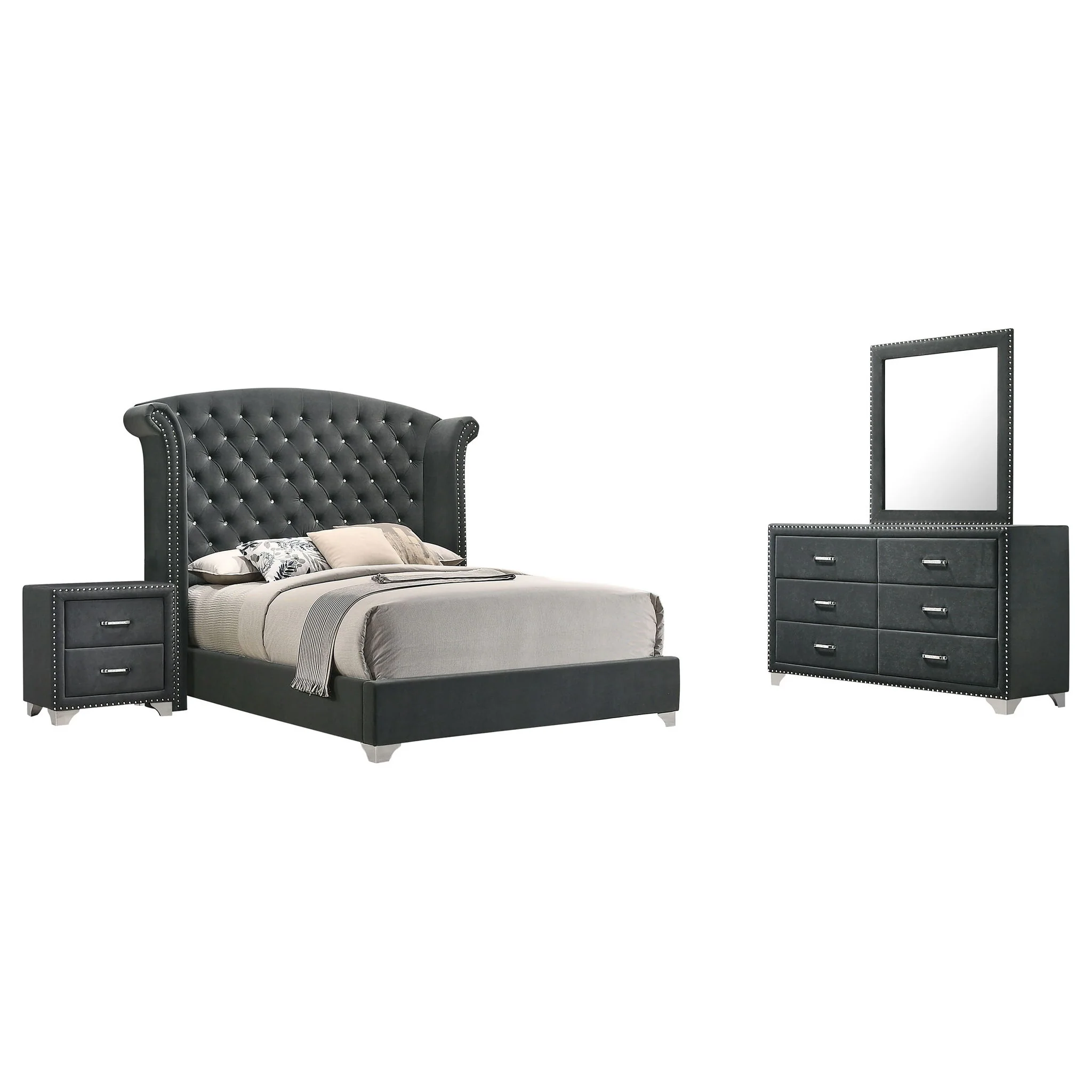 Melody 4-piece California King Bedroom Set Grey - Image 2
