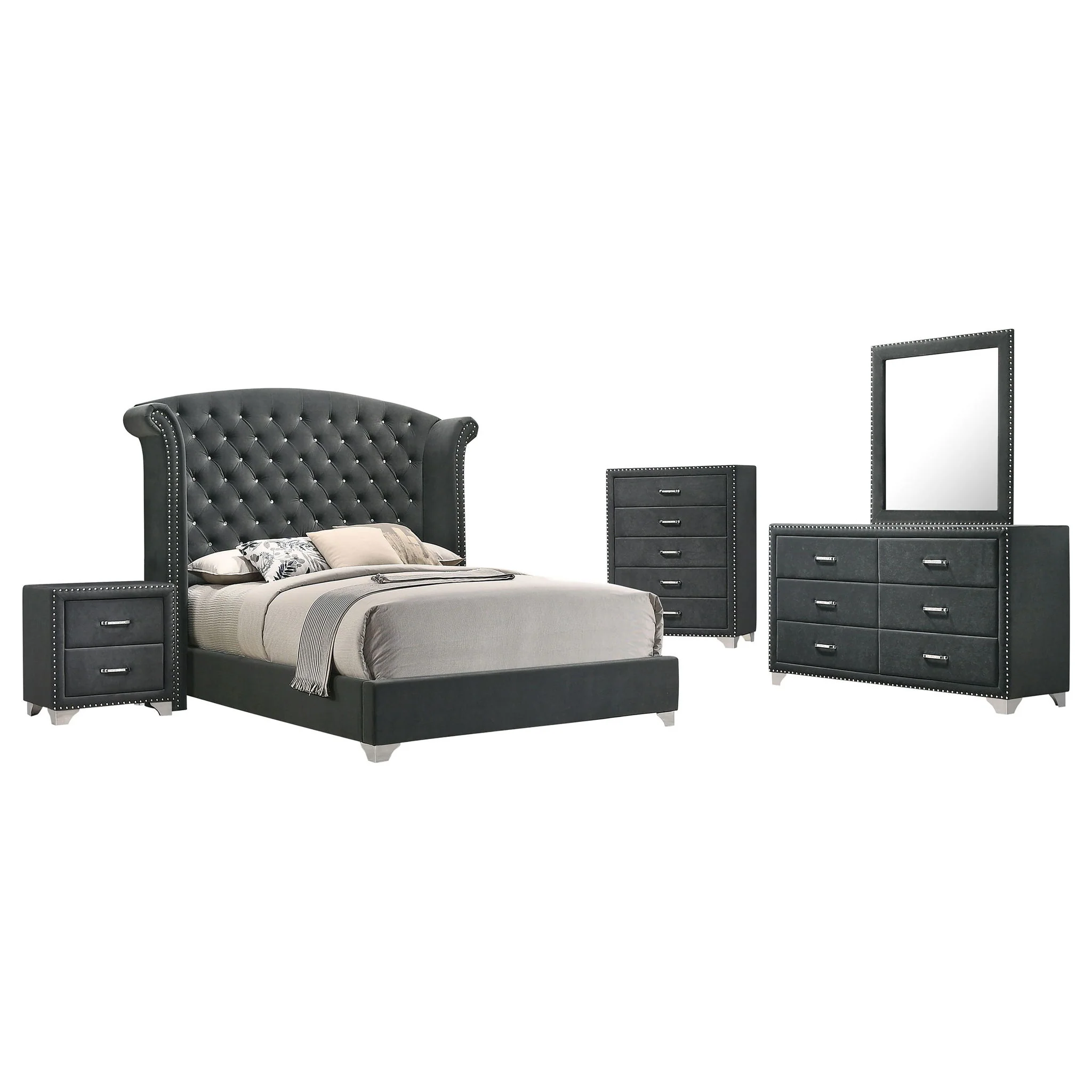 Melody 5-piece Queen Bedroom Set Grey - Image 3