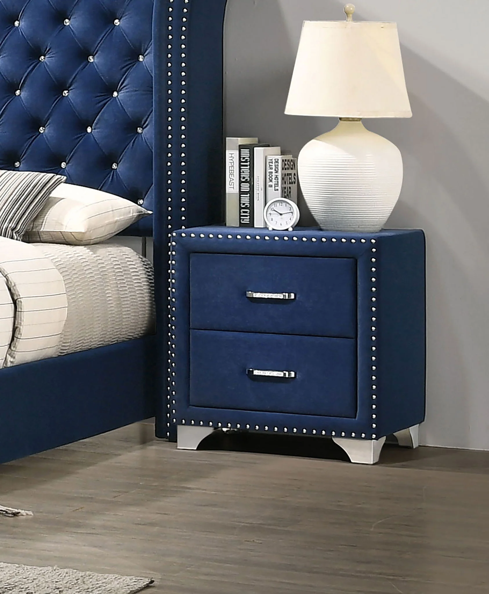 Melody Upholstered 2-drawer Nightstand Pacific Blue - Image 4