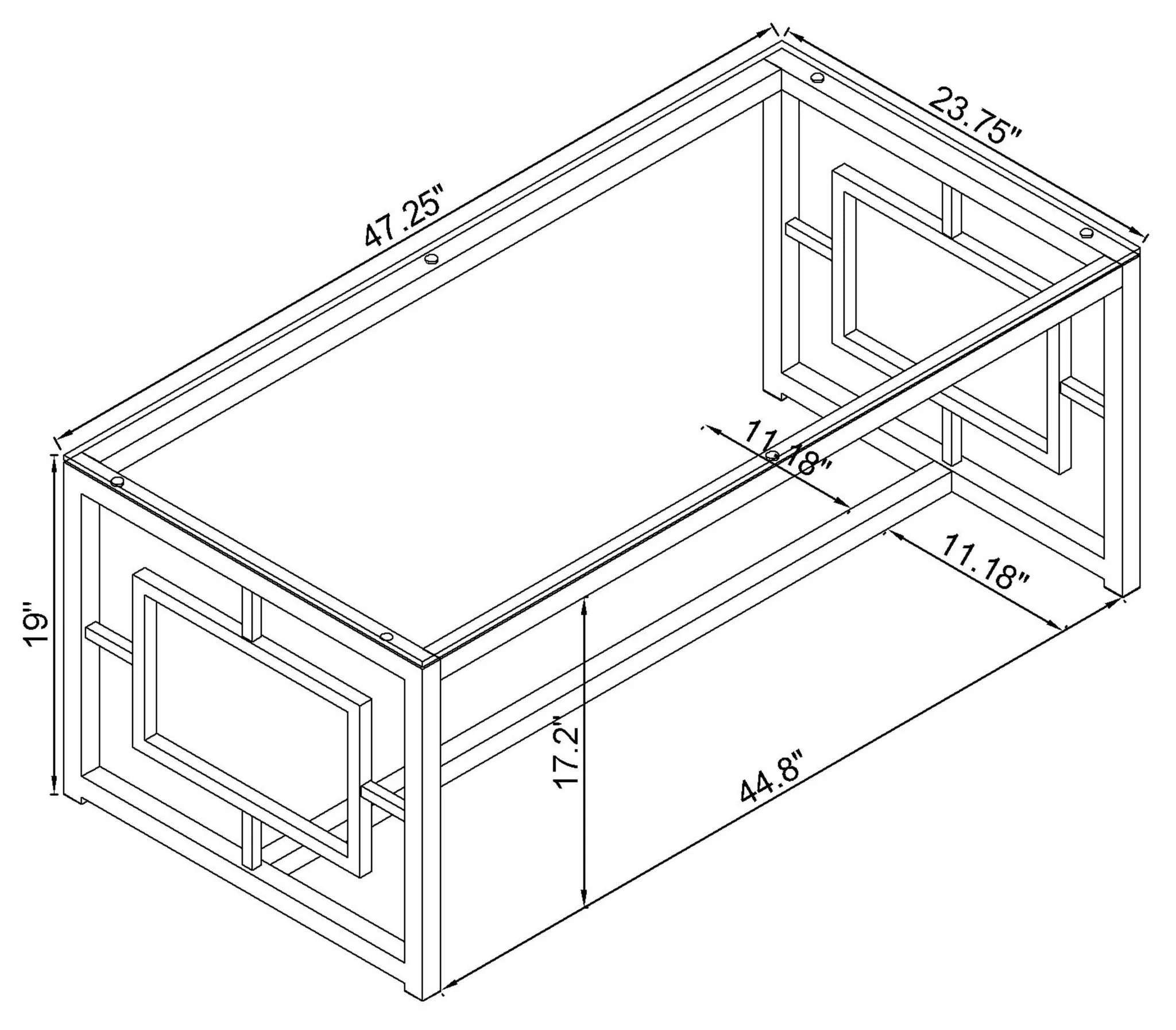Merced Rectangular Glass Top Coffee Table Nickel - Image 2