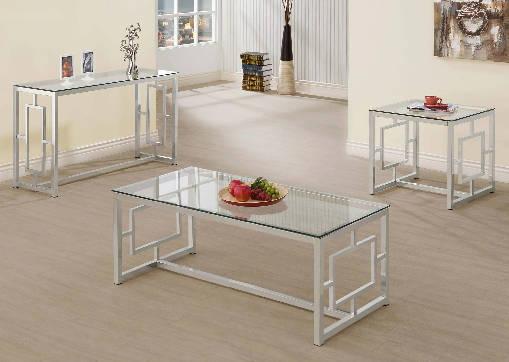 Merced Rectangular Glass Top Coffee Table Nickel - Image 3