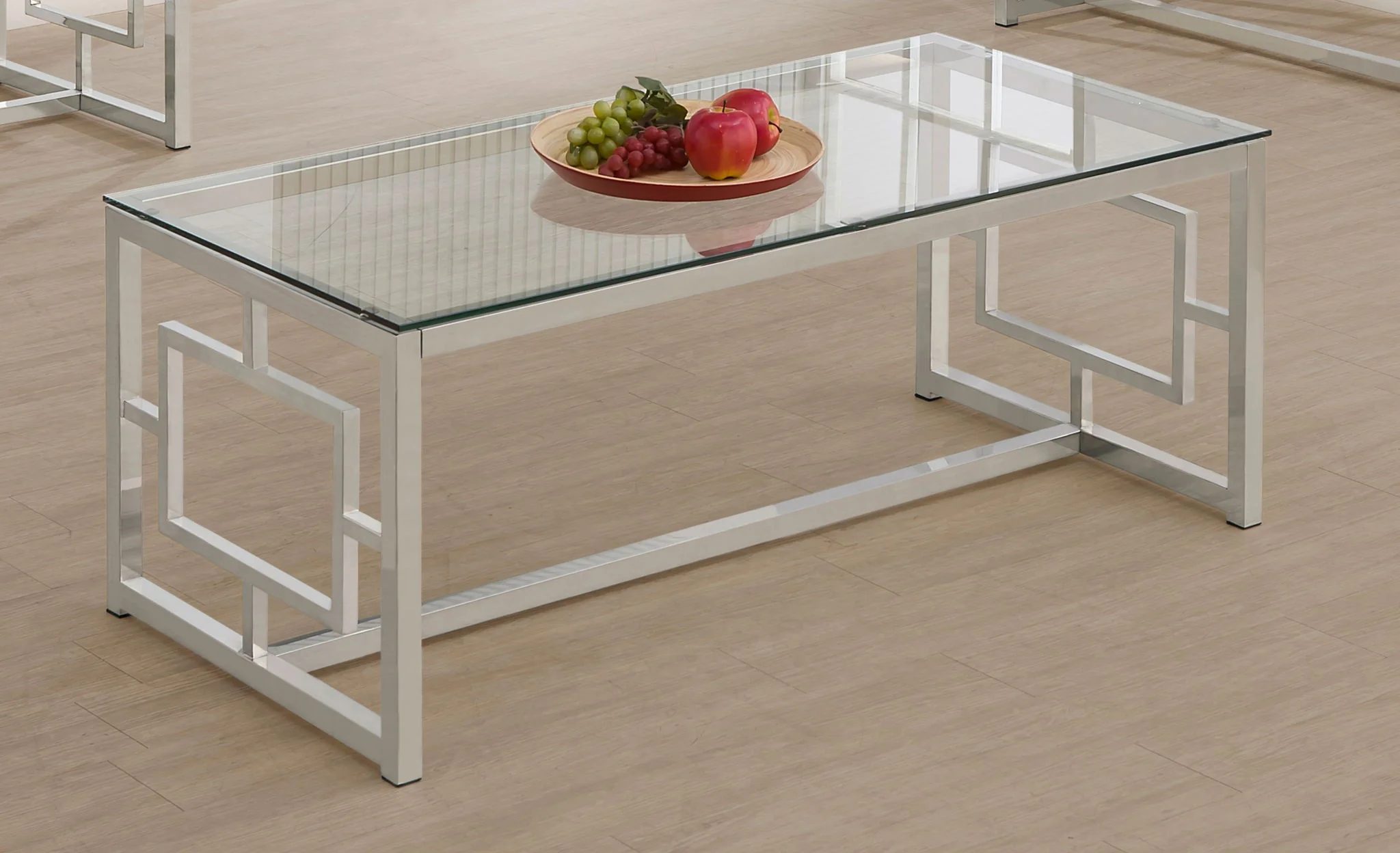 Merced Rectangular Glass Top Coffee Table Nickel - Image 4
