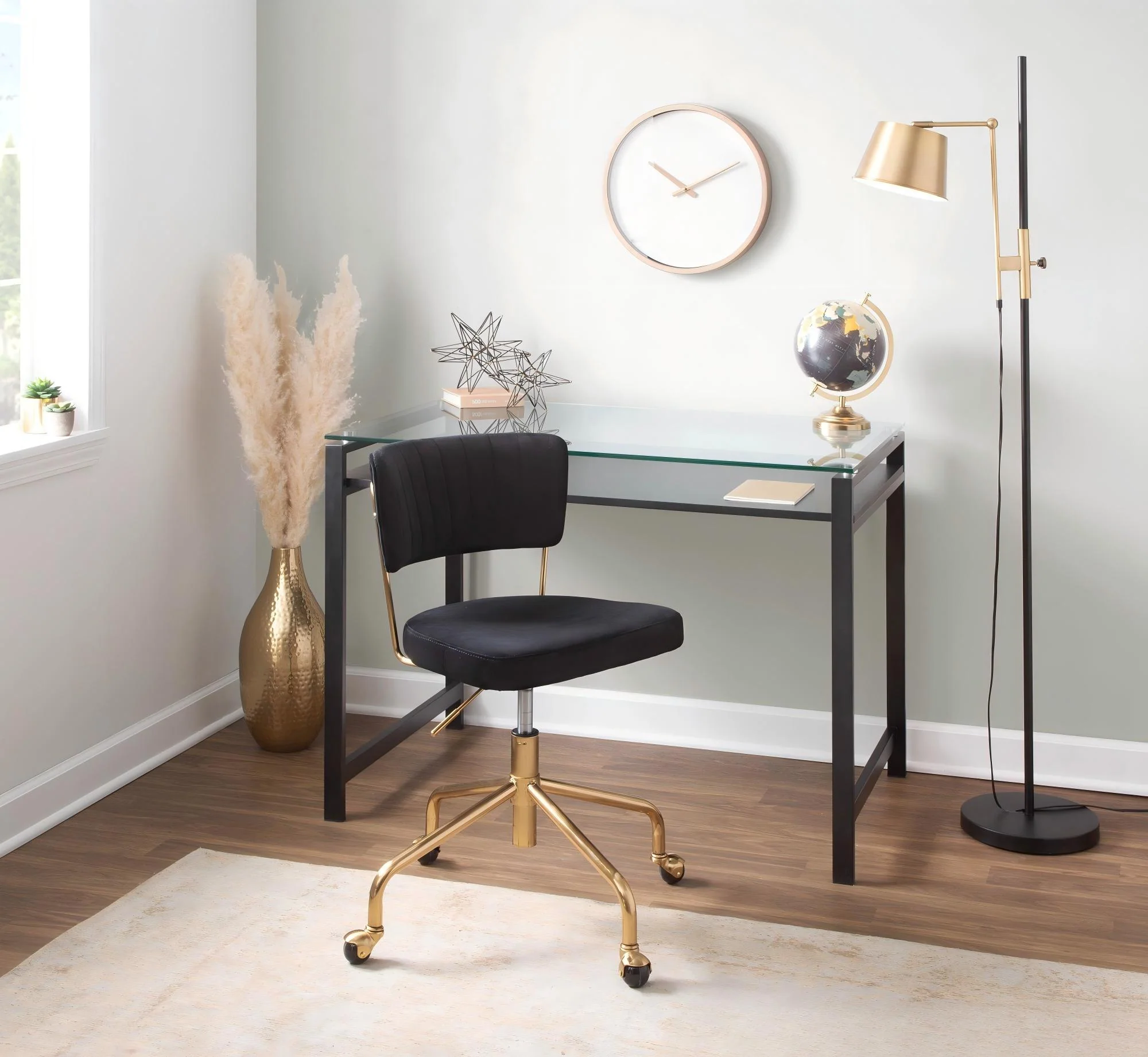 Metric - Industrial Floor Lamp - Black / Antique Brass - Image 2