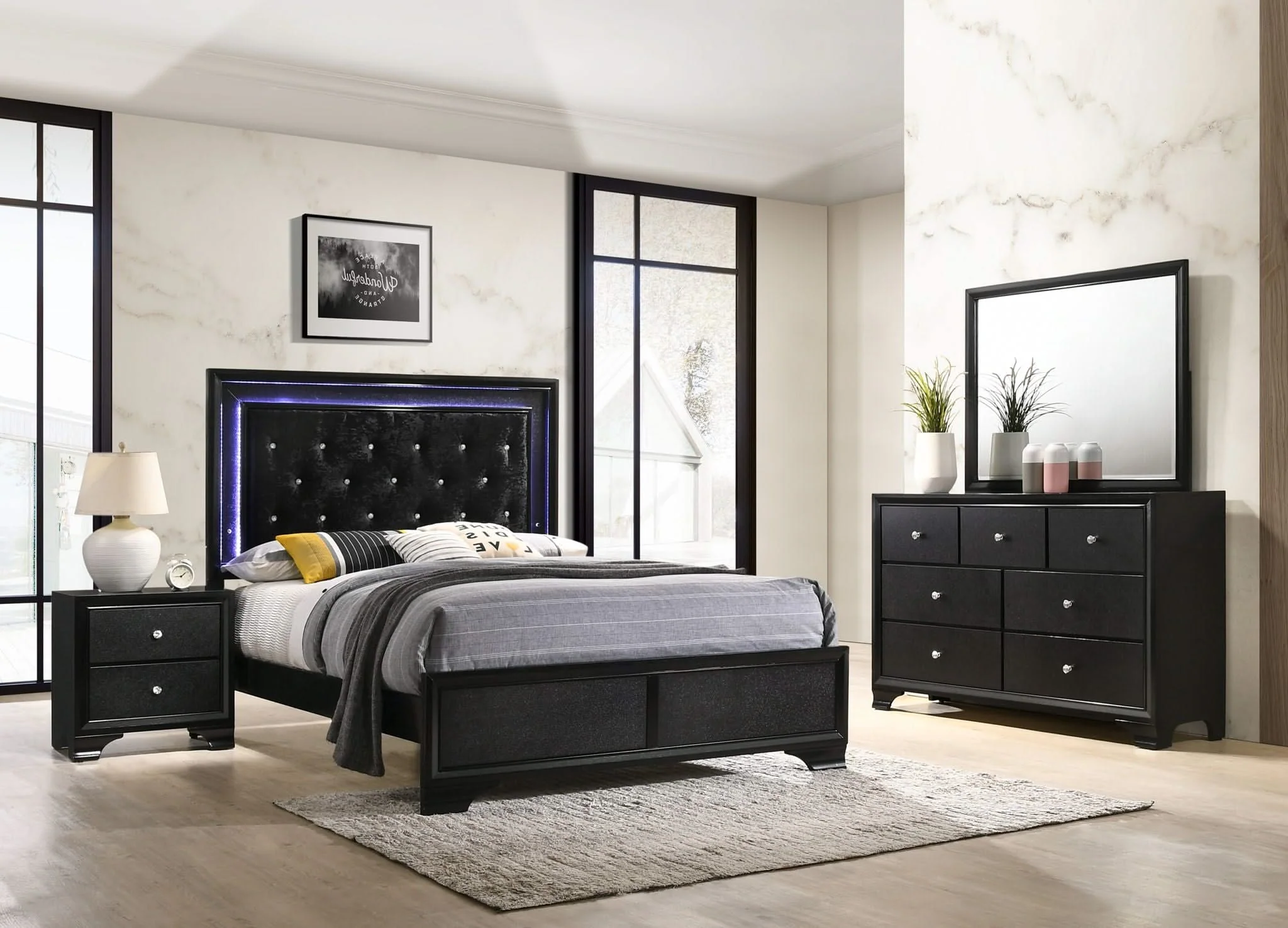 Micah - Full 4 Piece Bedroom Set - Black