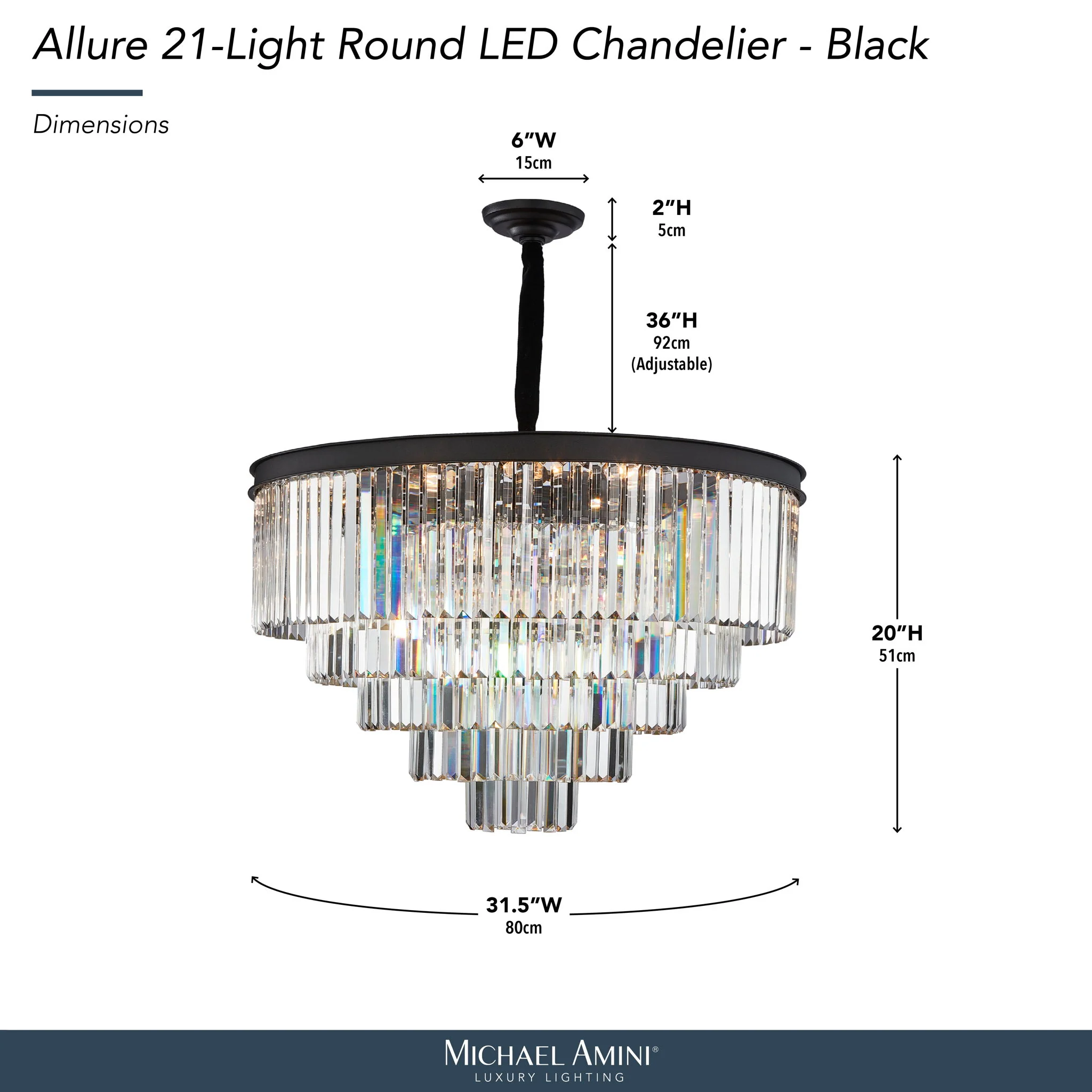 Michael Amini Lighting - Allure 21-Light Round Crystal Chandelier - Matte Black / Pearl Silver - Image 3