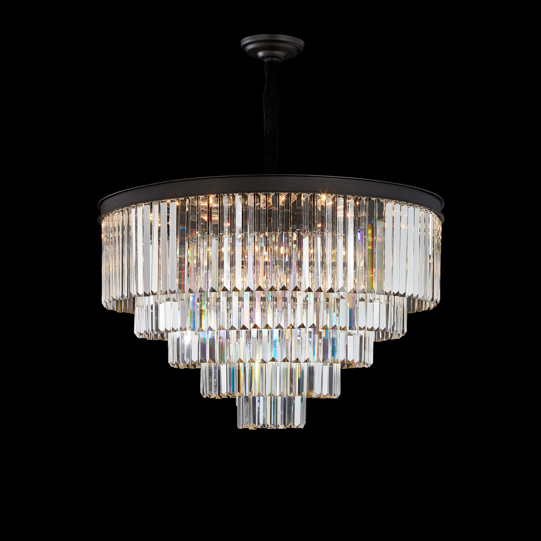 Michael Amini Lighting - Allure 21-Light Round Crystal Chandelier - Matte Black / Pearl Silver - Image 4