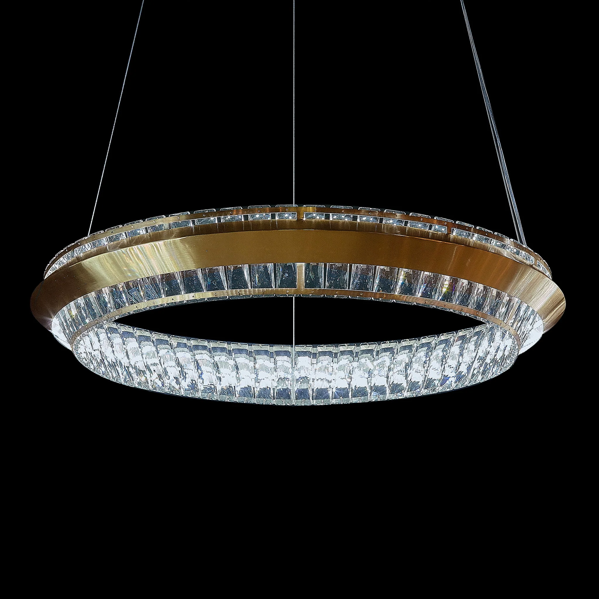 Michael Amini Lighting - Base Camp Round 31" Crystal LED Chandelier - Gold - Image 2