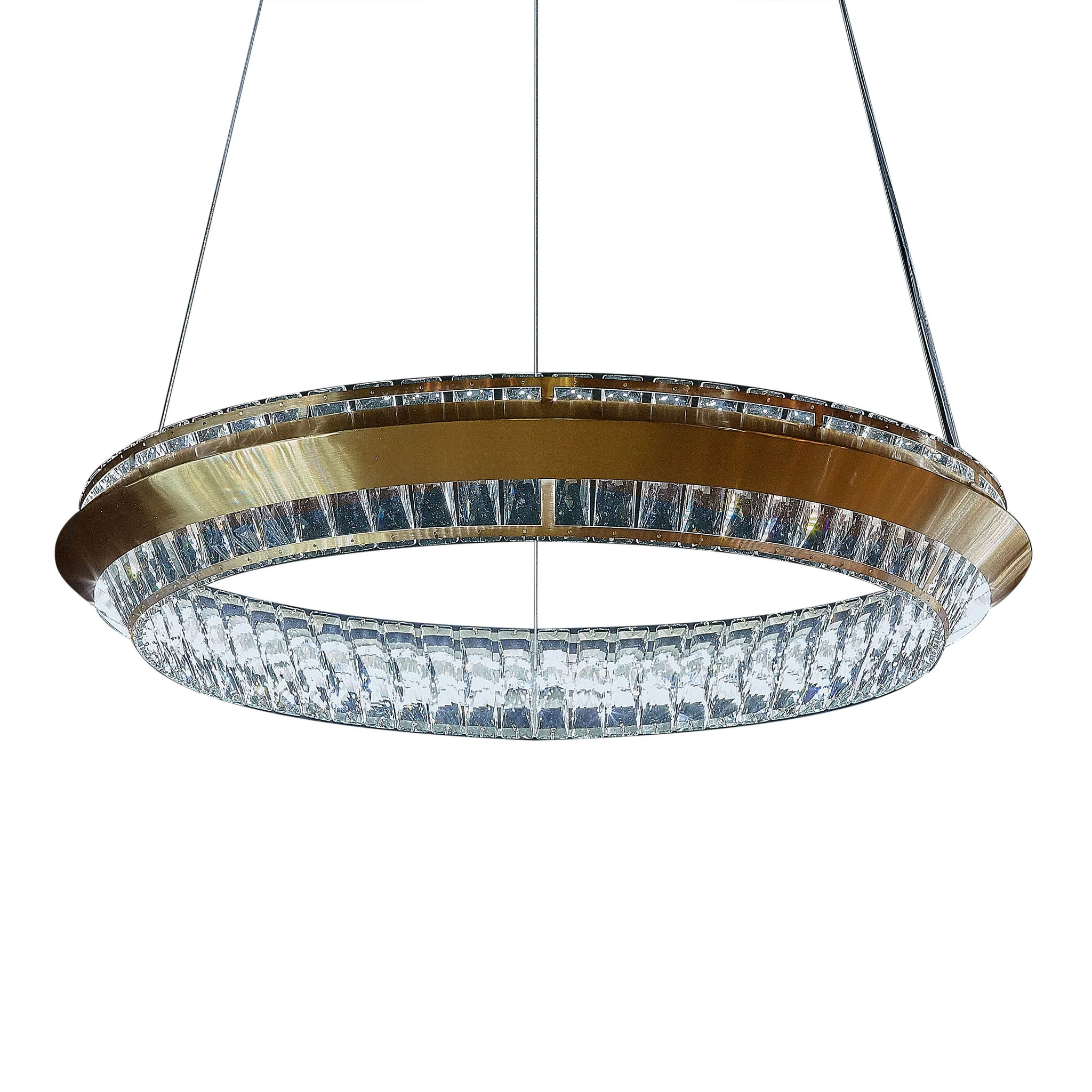 Michael Amini Lighting - Base Camp Round 31" Crystal LED Chandelier - Gold - Image 3