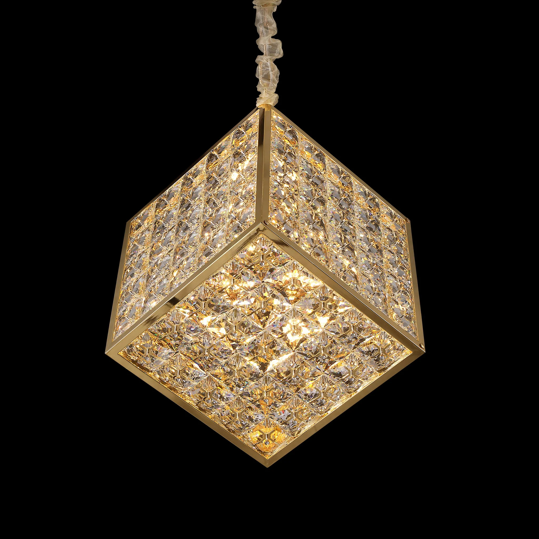 Michael Amini Lighting - Cubes Modern Crystal Chandelier - Gold - Image 2