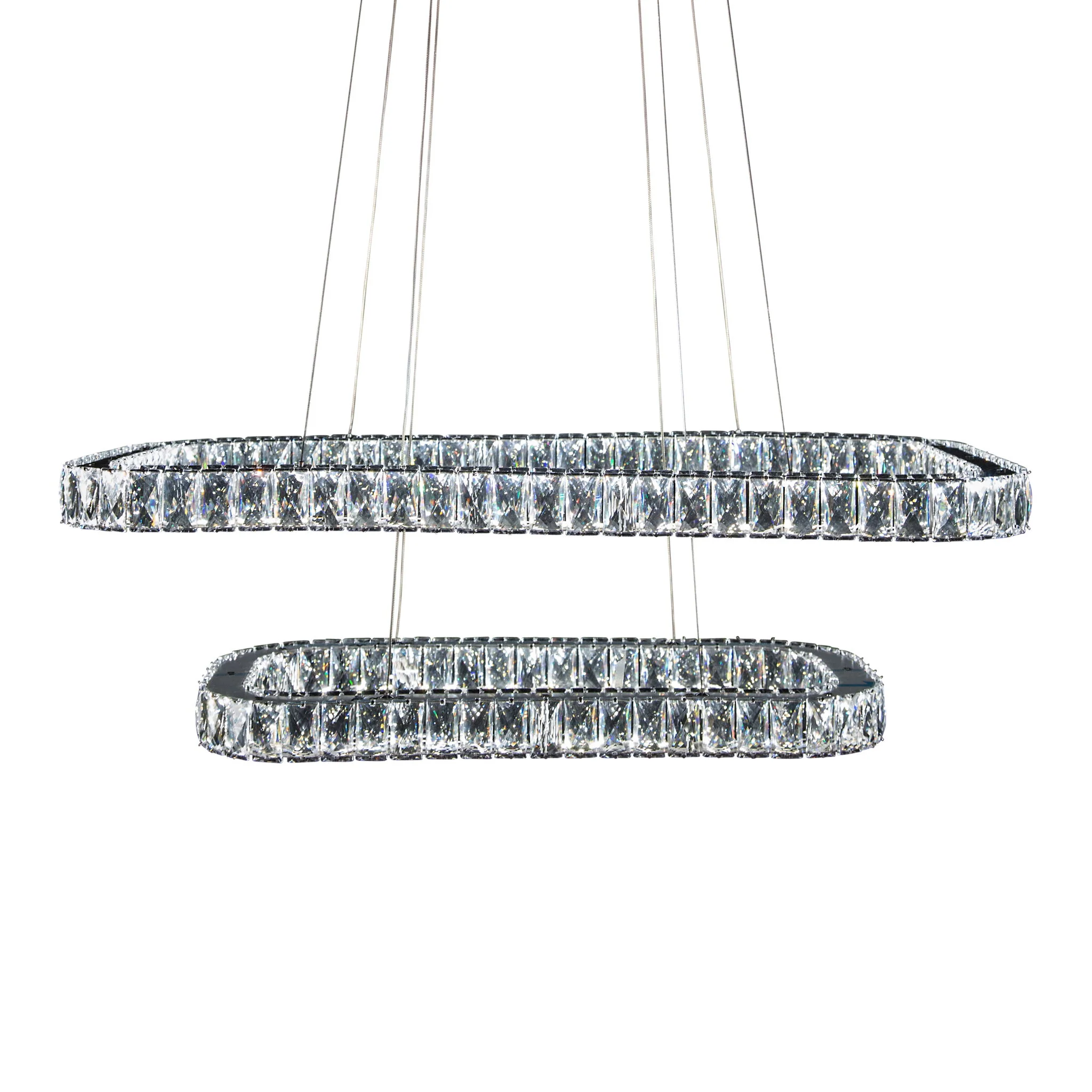 Michael Amini Lighting - Enterprise Modern Rectangular Crystal Chandelier - Chrome