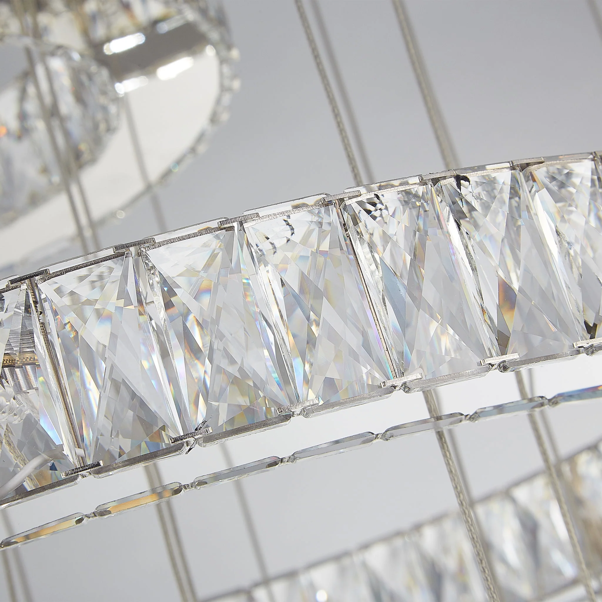 Michael Amini Lighting - Enterprise Modern Rectangular Crystal Chandelier - Chrome - Image 2
