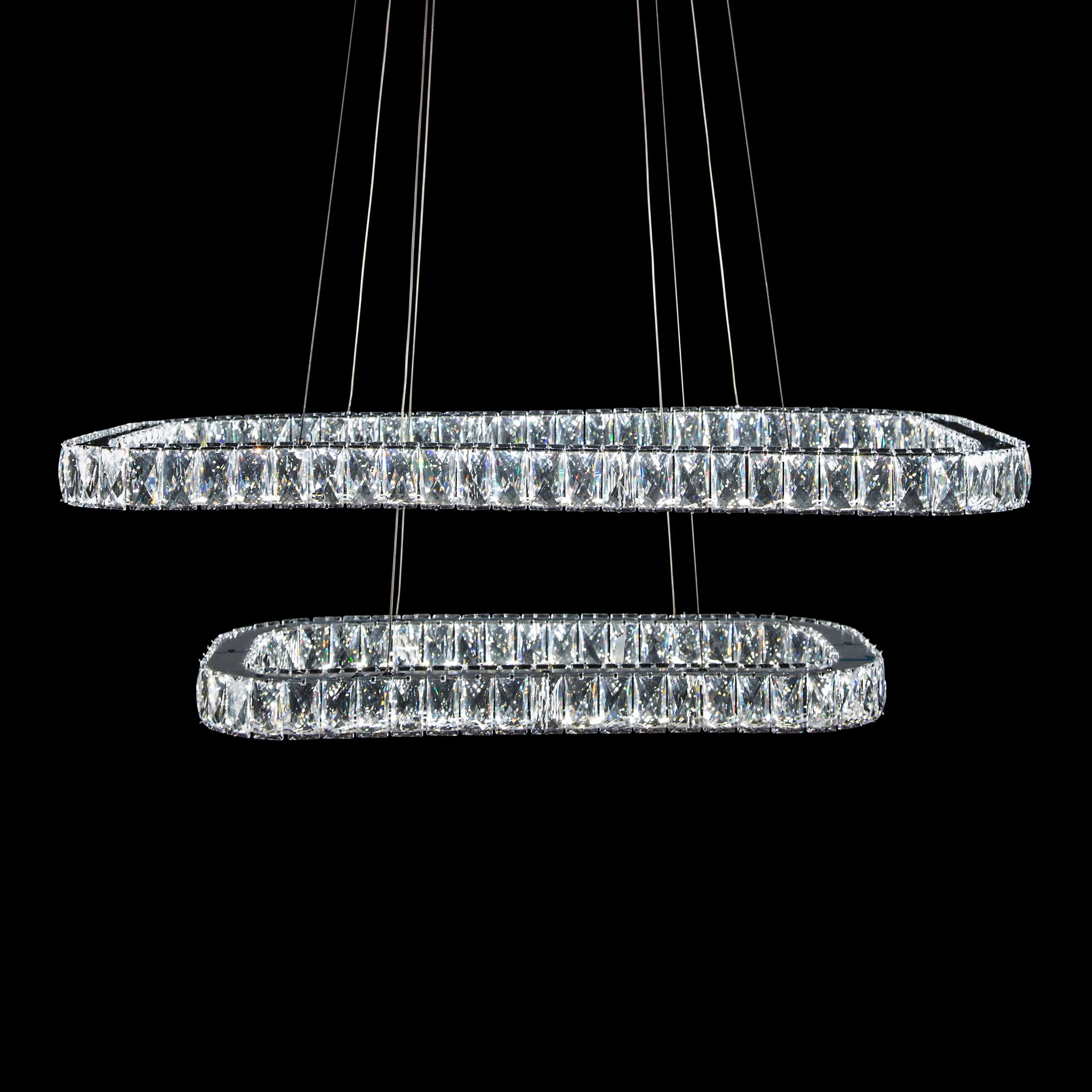 Michael Amini Lighting - Enterprise Modern Rectangular Crystal Chandelier - Chrome - Image 3