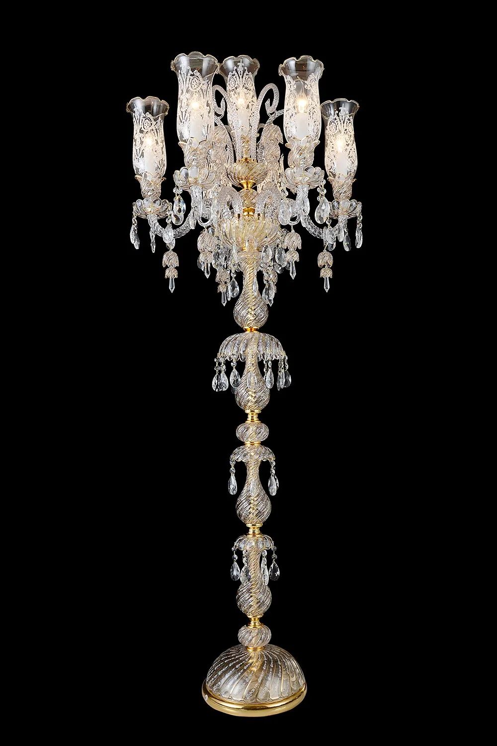 Michael Amini Lighting - Garnier 7-Light Traditional Crystal Floor Lamp - Gold - Image 3