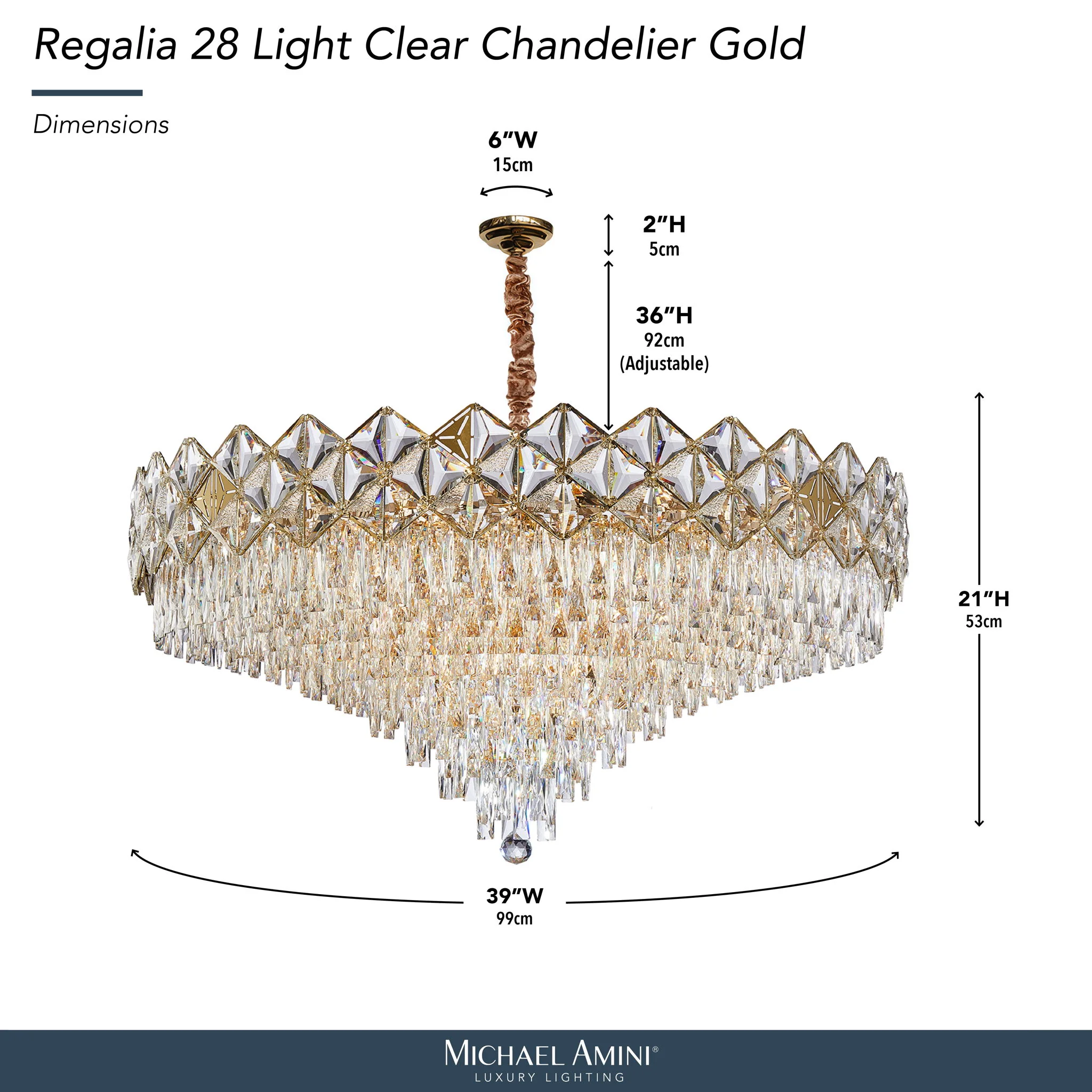 Michael Amini Lighting - Regalia 28-Light Crystal Chandelier - Gold - Image 2