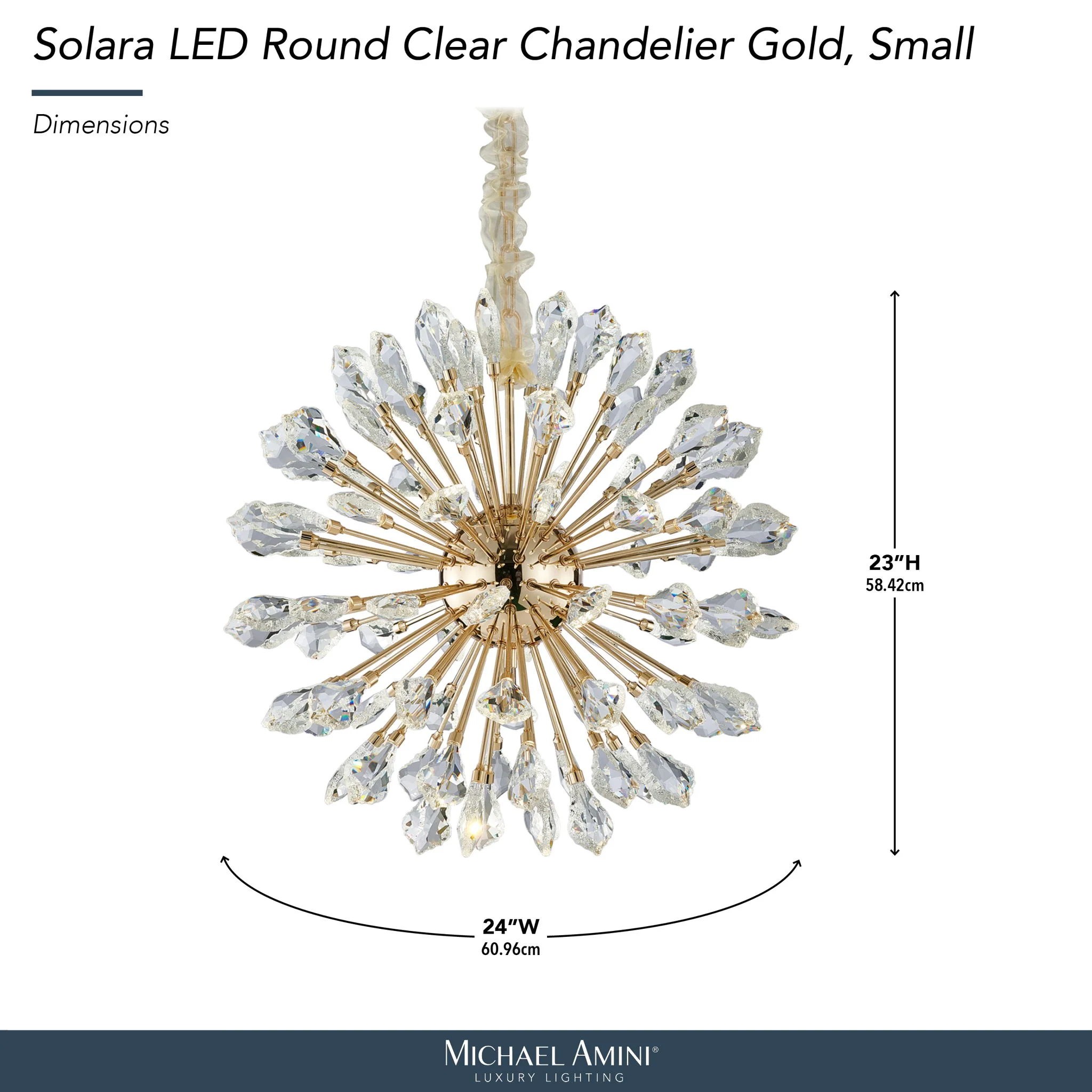 Michael Amini Lighting - Solara 24" Round Crystal LED Chandelier - Gold - Image 3