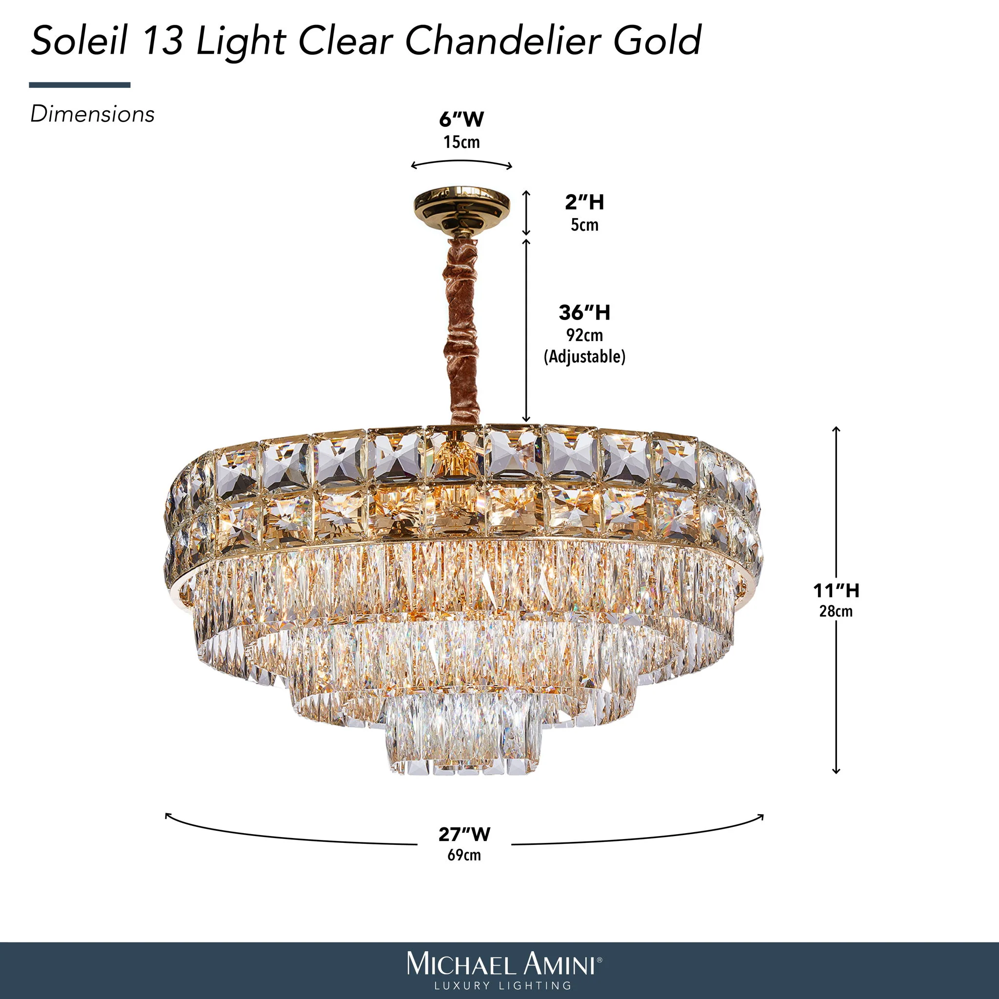 Michael Amini Lighting - Soleil 13-Light Crystal Chandelier - Gold - Image 3