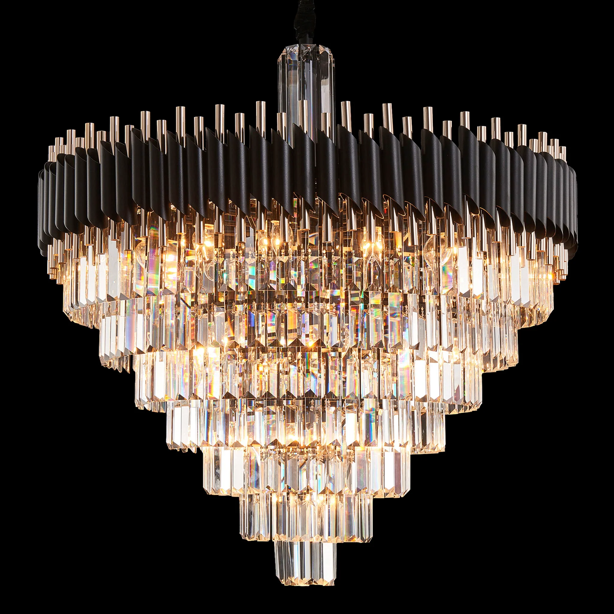 Michael Amini Lighting - Symphony Round 37-Light Crystal Chandelier - Black - Image 2