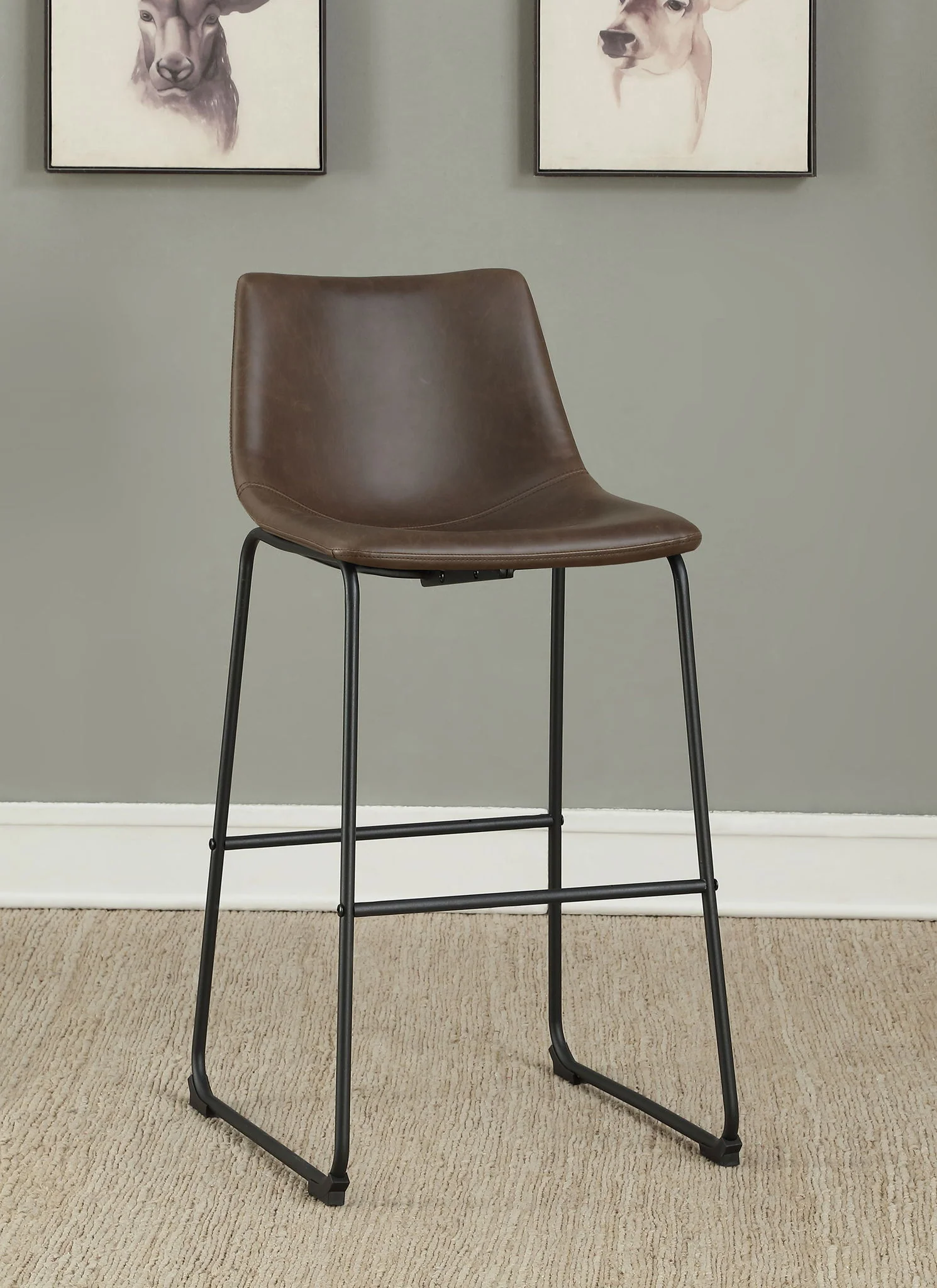 Michelle Upholstered Bar Chair Brown (Set of 2) - Image 3