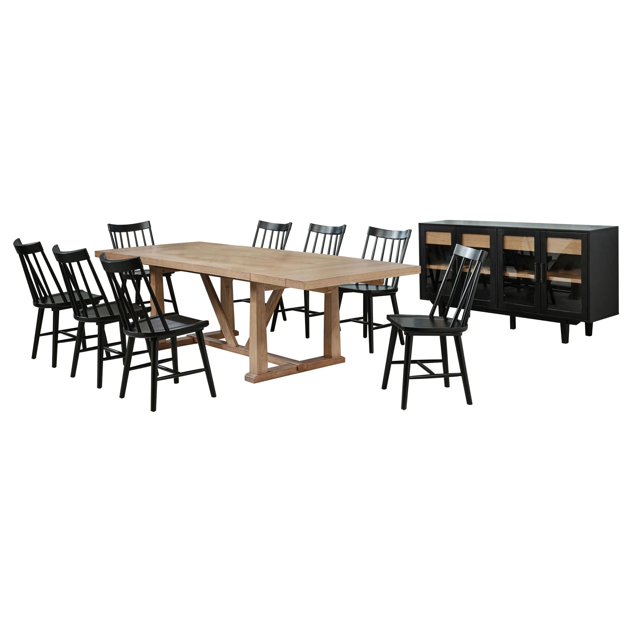 Middleton 10-piece Extension Leaf Dining Set Natural Brown and Black - Image 2