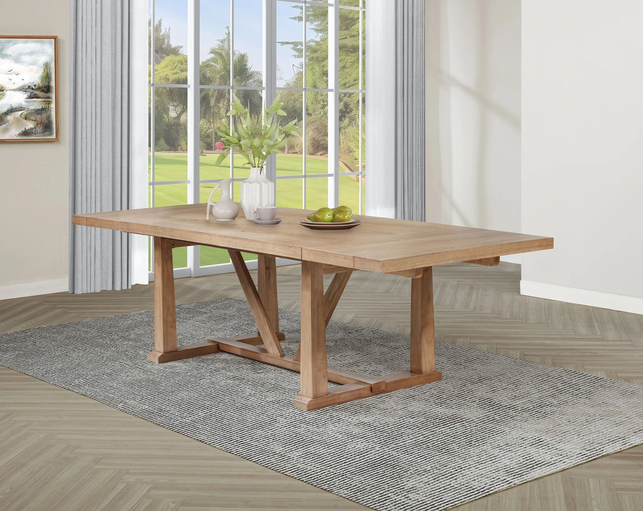 Middleton 106-inch Extension Leaf Dining Table Natural Brown - Image 4