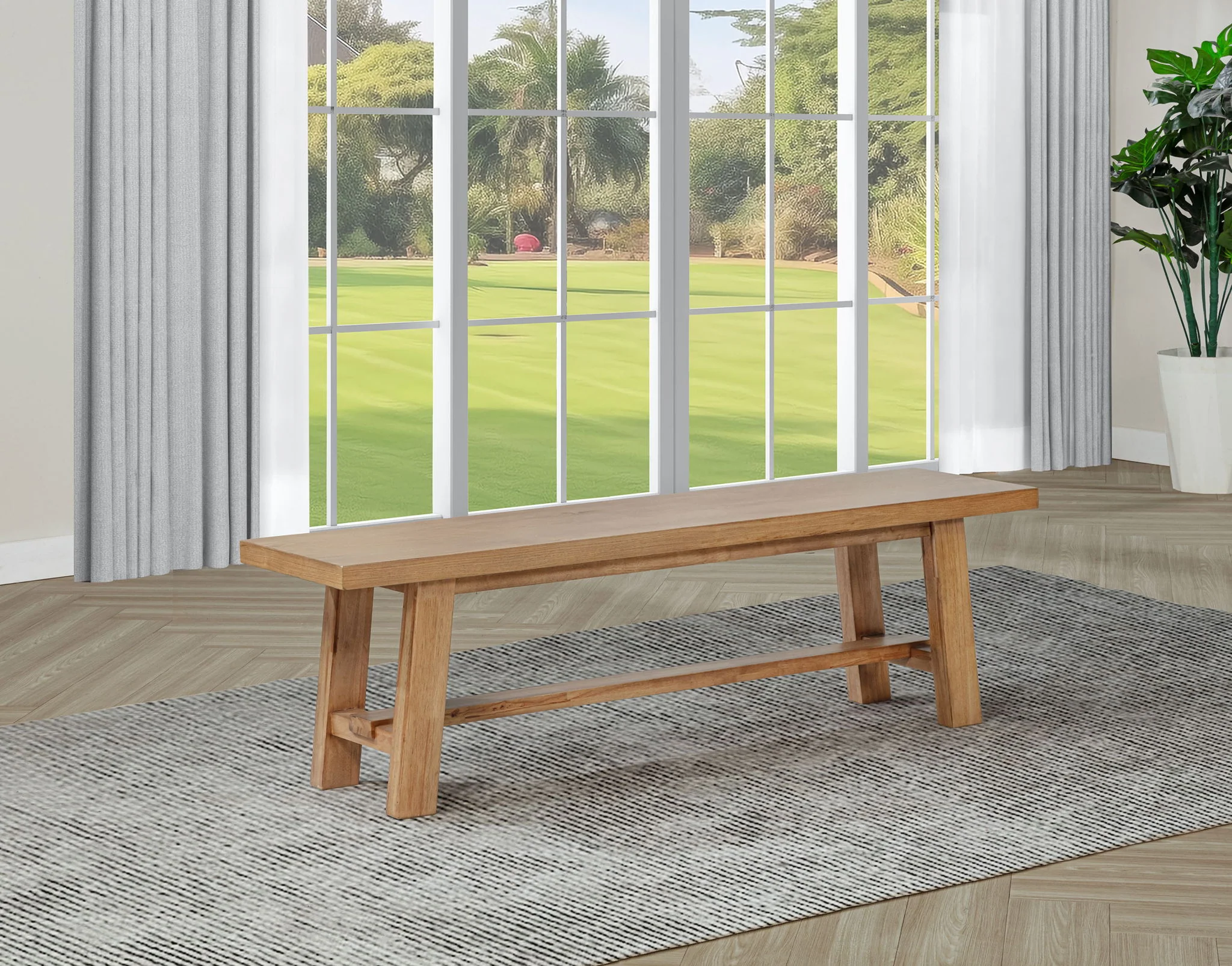 Middleton 60-inch Wood Backless Dining Bench Natural Brown - Image 3