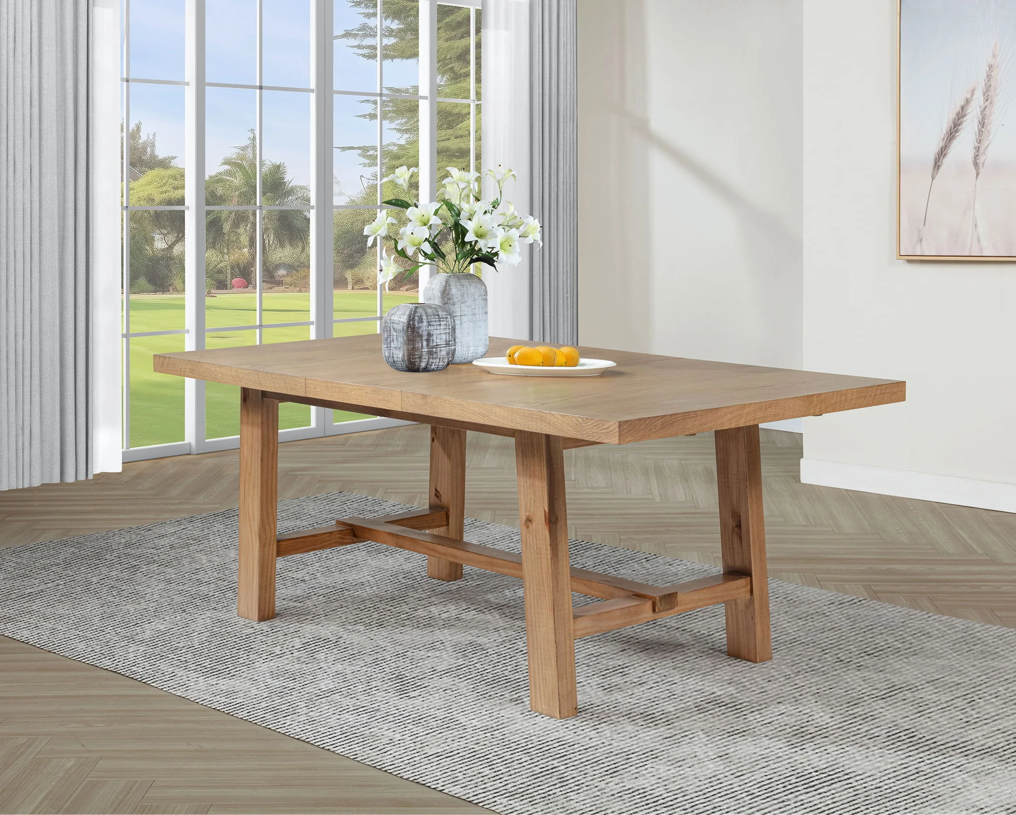 Middleton 76-inch Extension Leaf Dining Table Natural Brown - Image 2