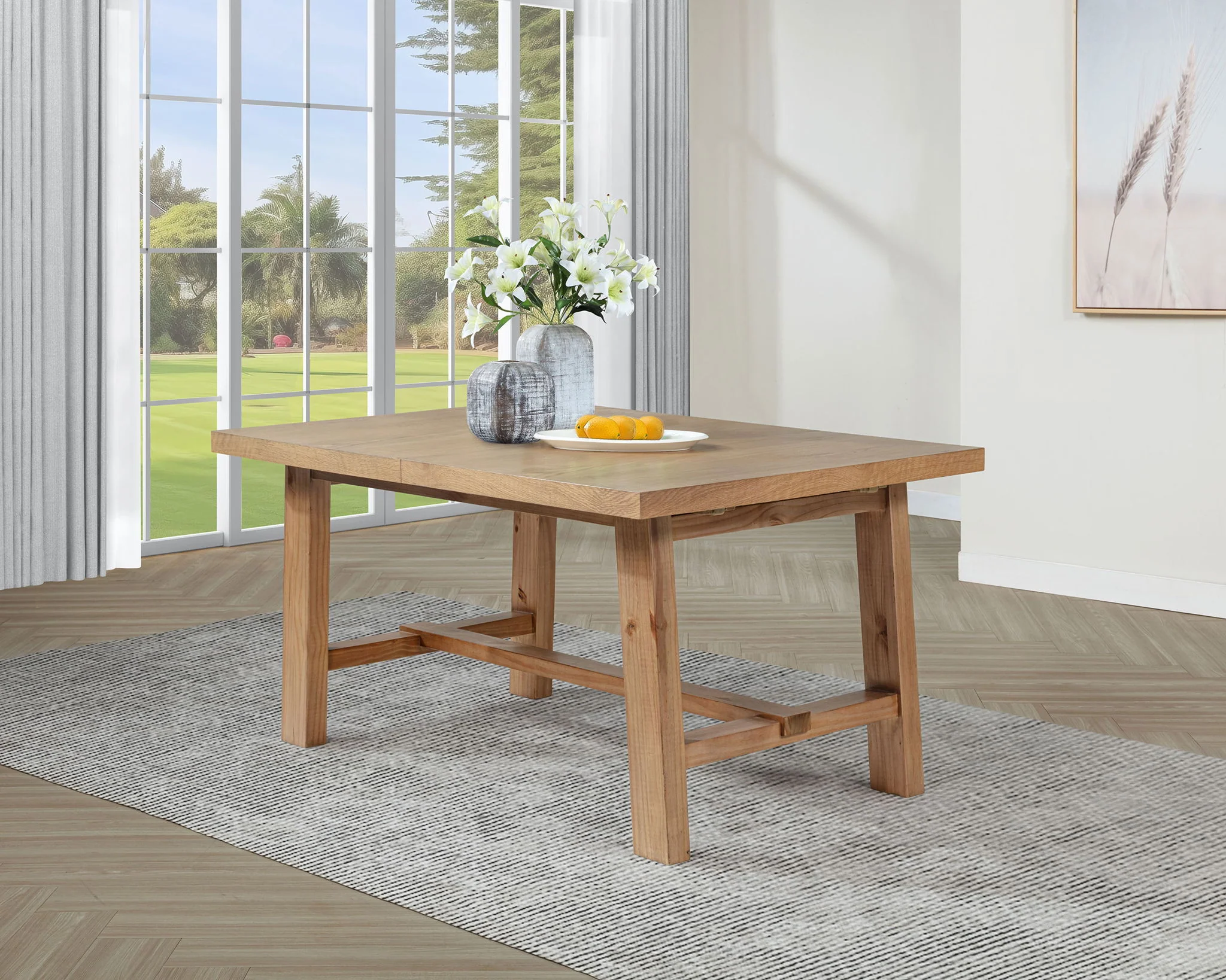 Middleton 76-inch Extension Leaf Dining Table Natural Brown - Image 3