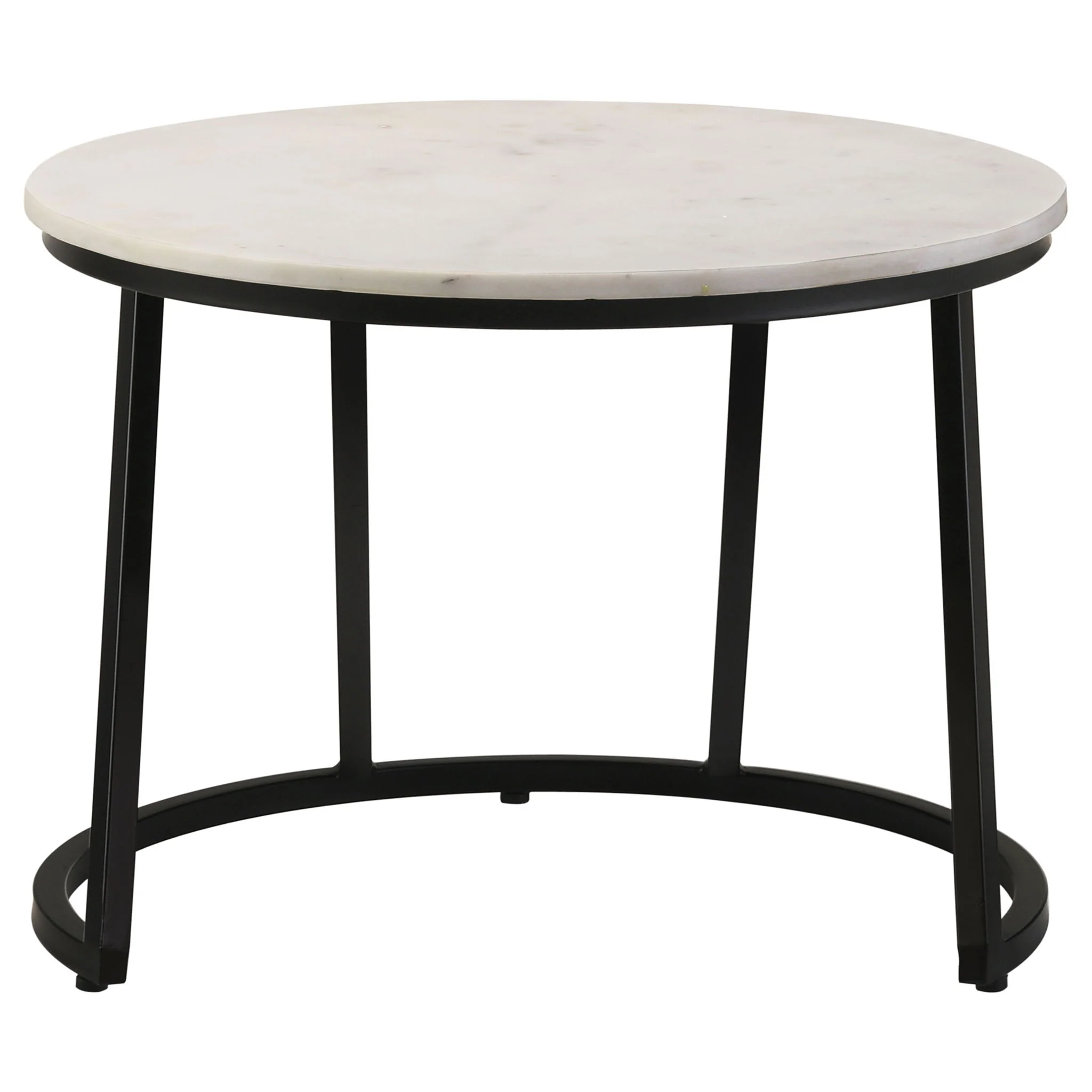 Miguel Round Marble Top Coffee Table White and Black - Image 2