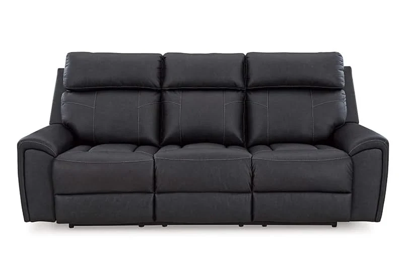 Miles Gunmetal Black Reclining Sofa with Drop Down Table, Cup Holders, USB Charging, and Power Outlet - Image 2