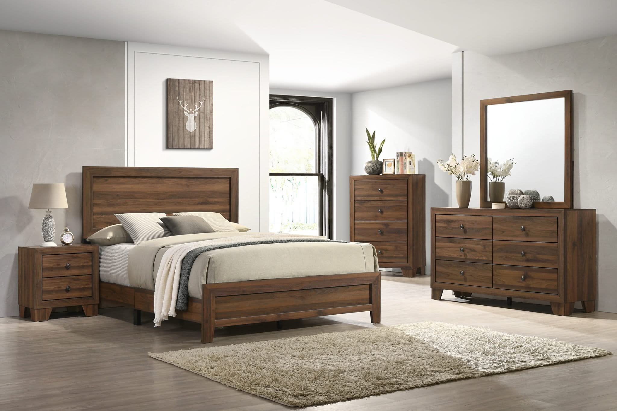 Millie - King 5 Piece Bedroom Set - Brown Cherry