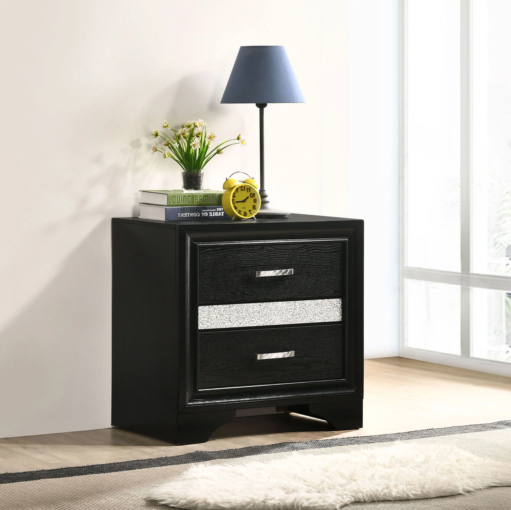 Miranda 3-drawer Nightstand Bedside Table Black - Image 3