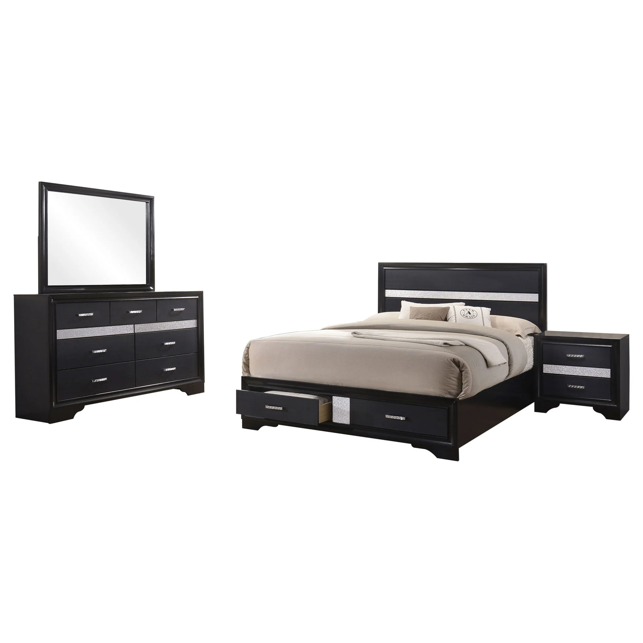 Miranda 4-piece Eastern King Bedroom Set Black - Image 4