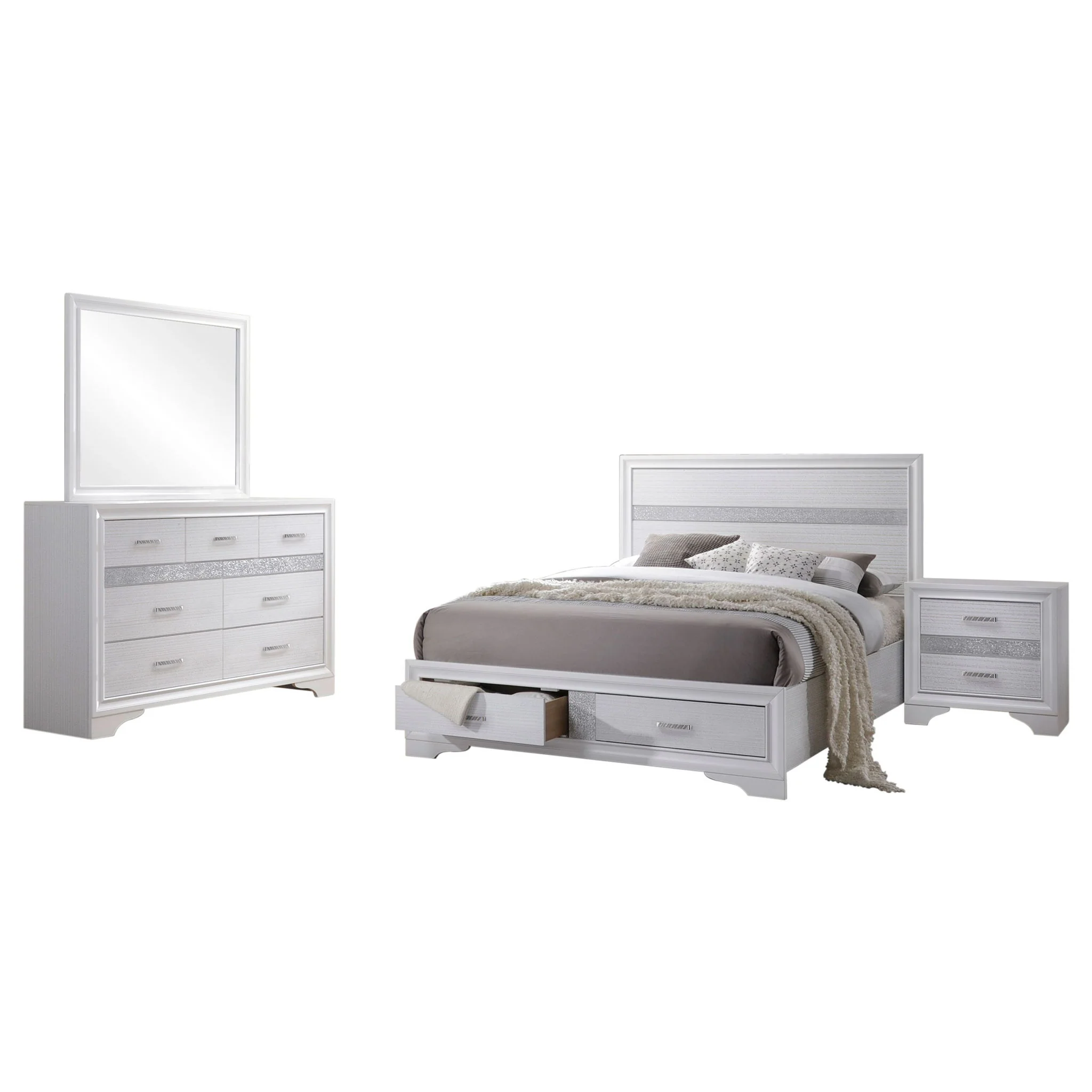Miranda 4-piece Eastern King Bedroom Set White - Image 3