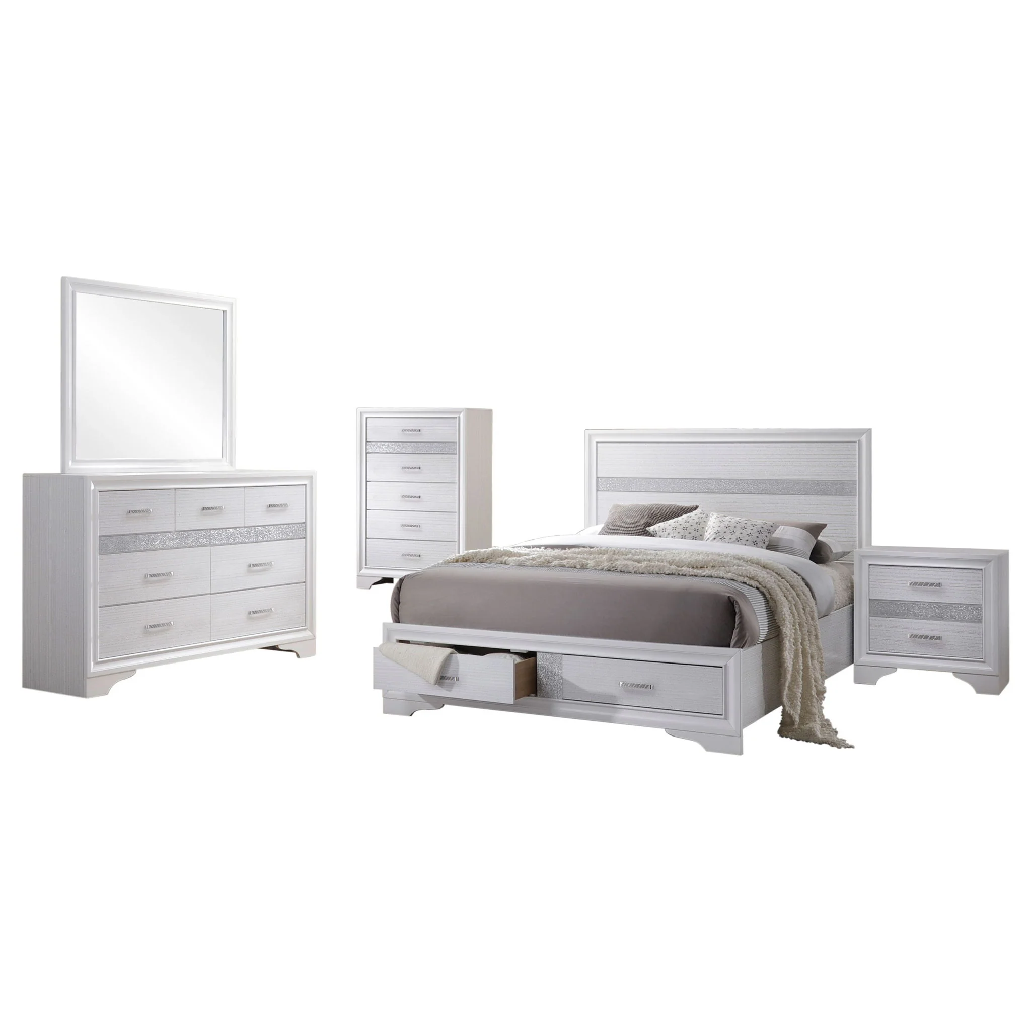 Miranda 5-piece California King Bedroom Set White - Image 4