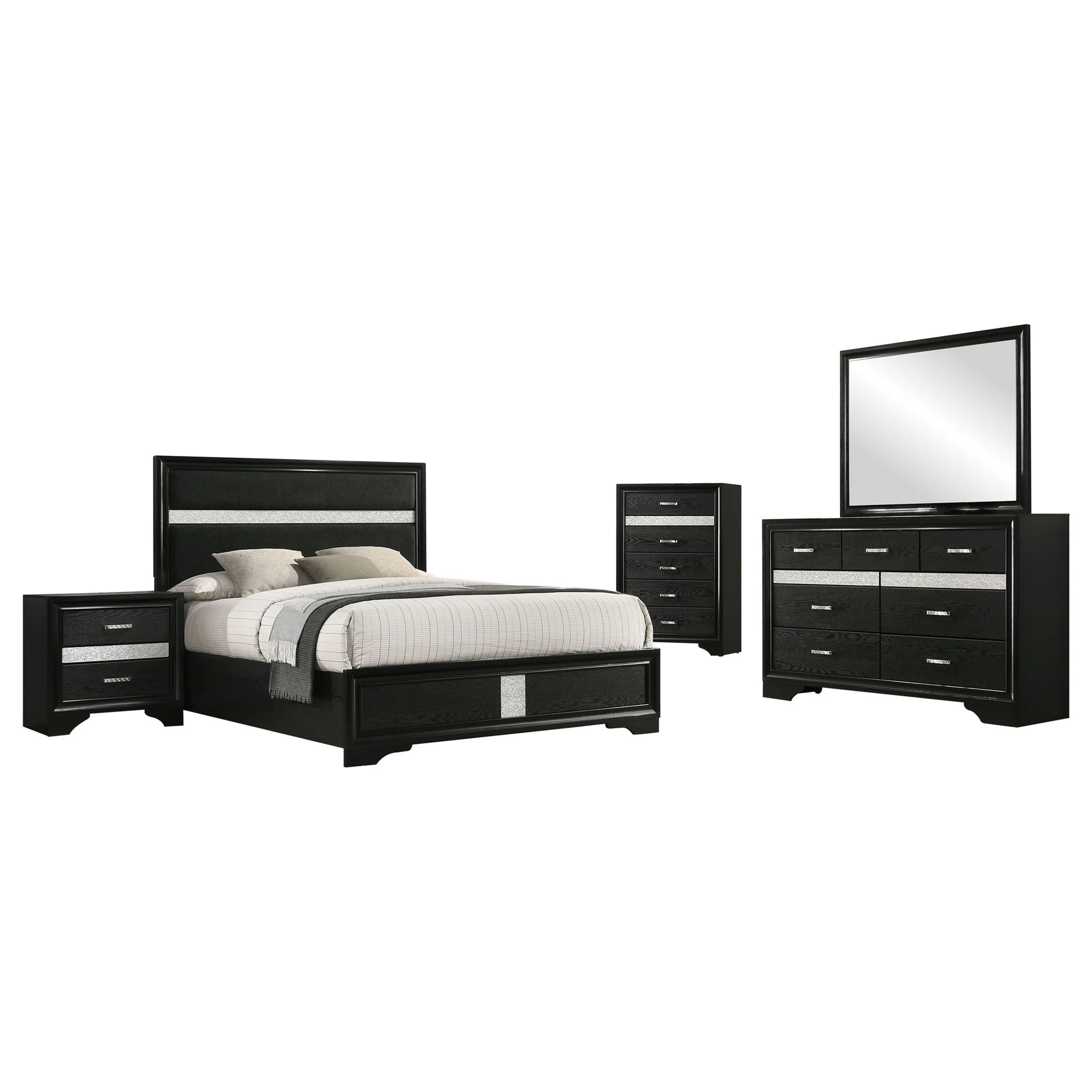 Miranda 5-piece Queen Bedroom Set Black - Image 4